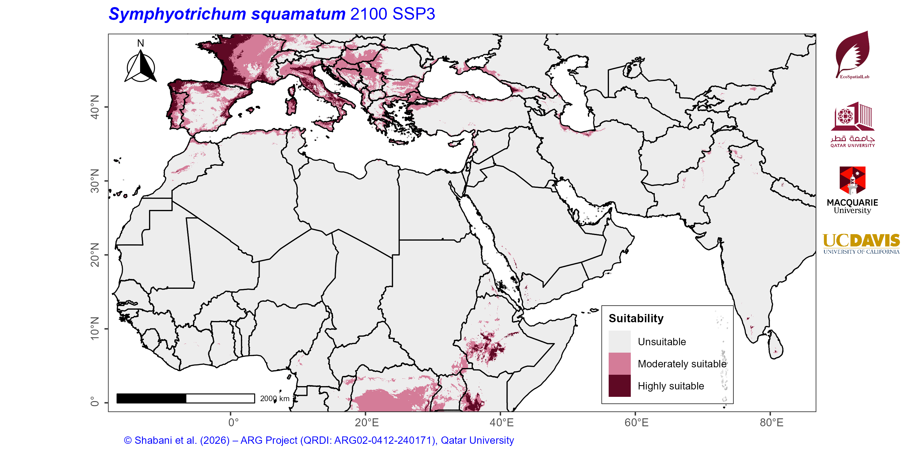 Projected Climate Suitability in the Mediterranean–Middle East–North Africa Dryland Belt SSP3 — 2100