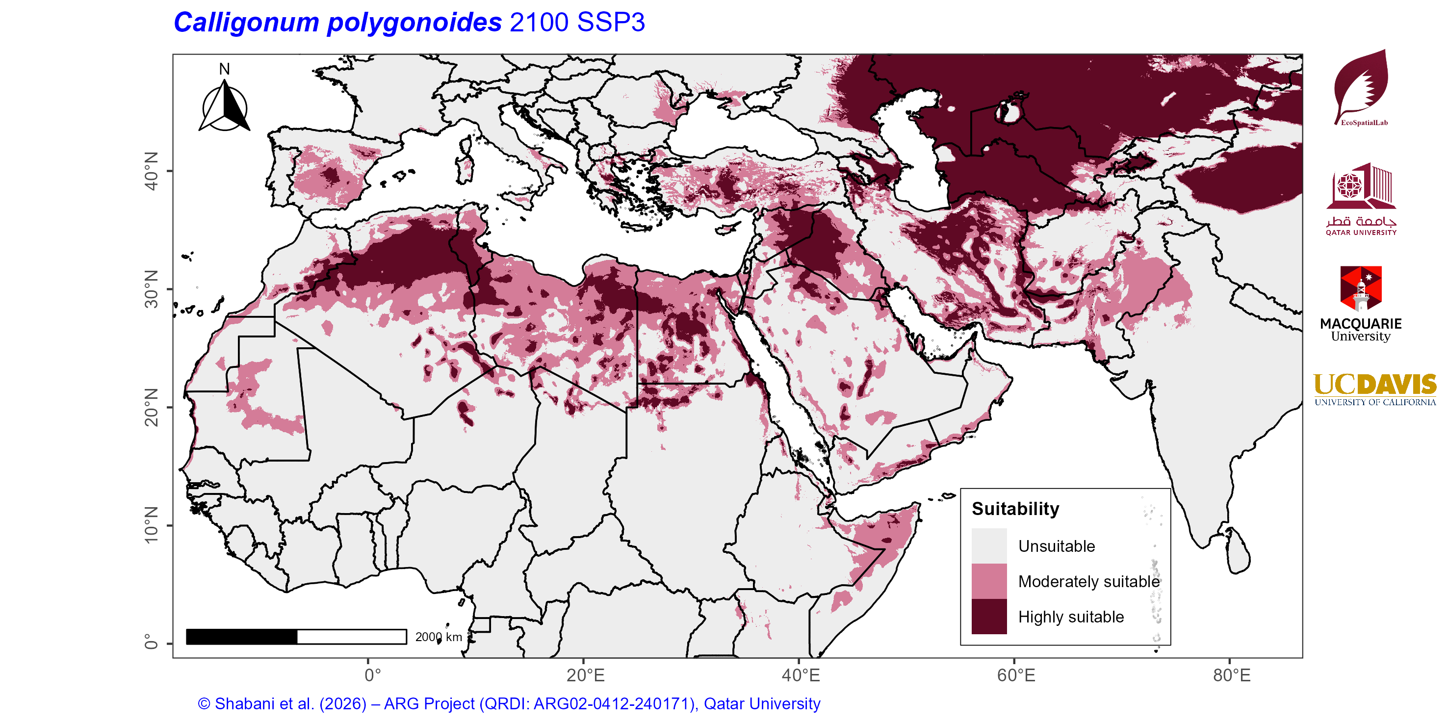 Projected Climate Suitability in the Mediterranean–Middle East–North Africa Dryland Belt SSP3 — 2100