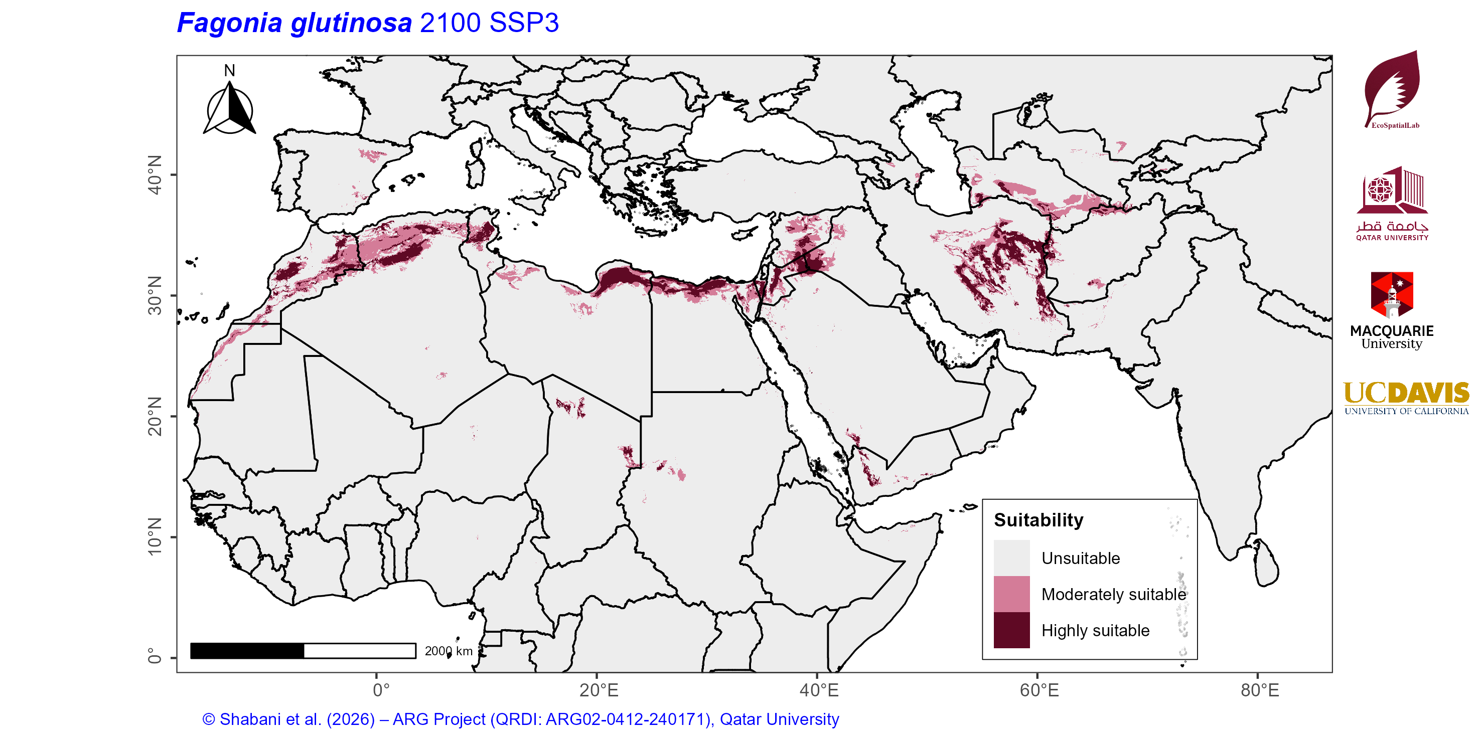 Projected Climate Suitability in the Mediterranean–Middle East–North Africa Dryland Belt SSP3 — 2100