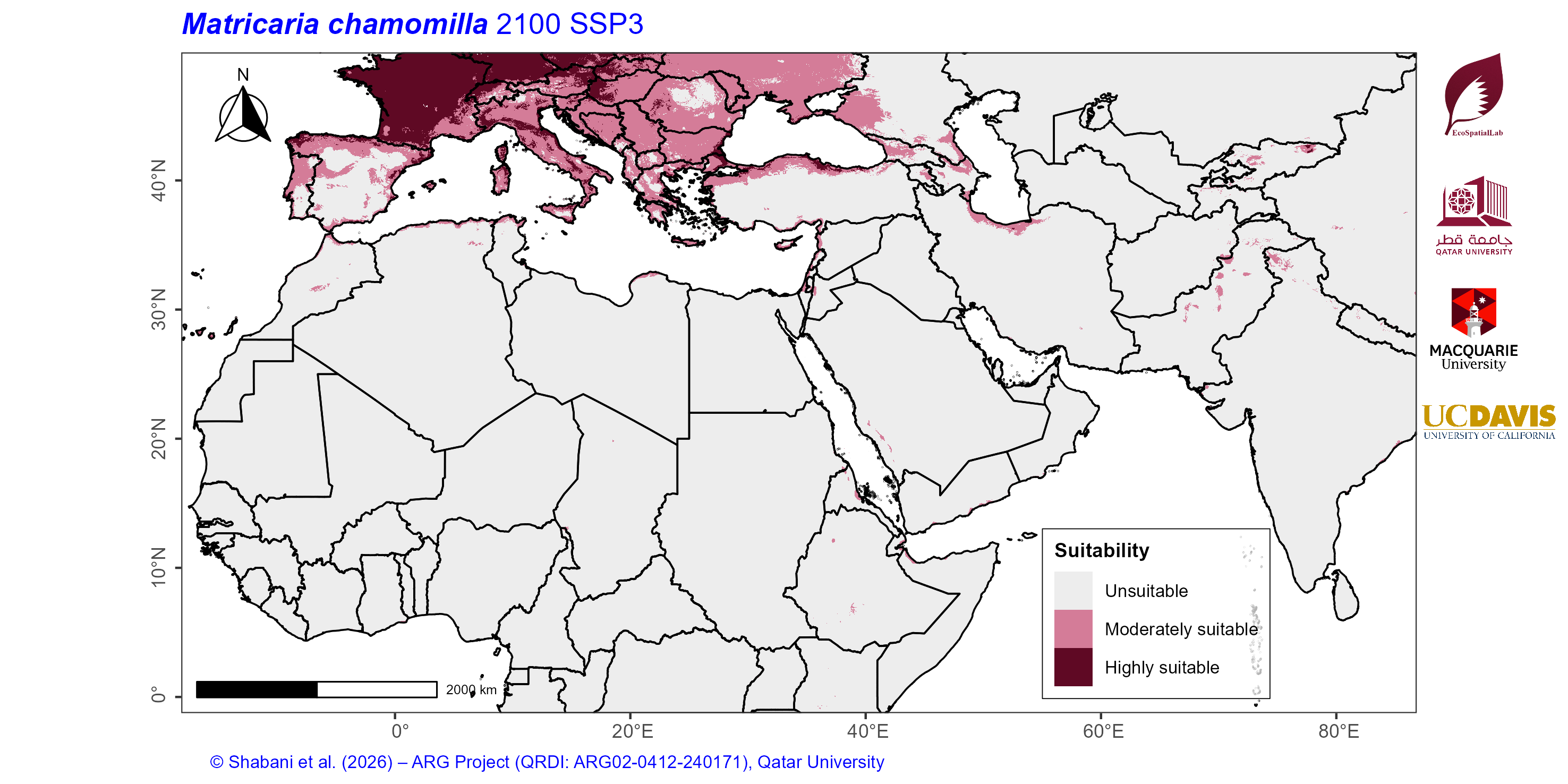 Projected Climate Suitability in the Mediterranean–Middle East–North Africa Dryland Belt SSP3 — 2100