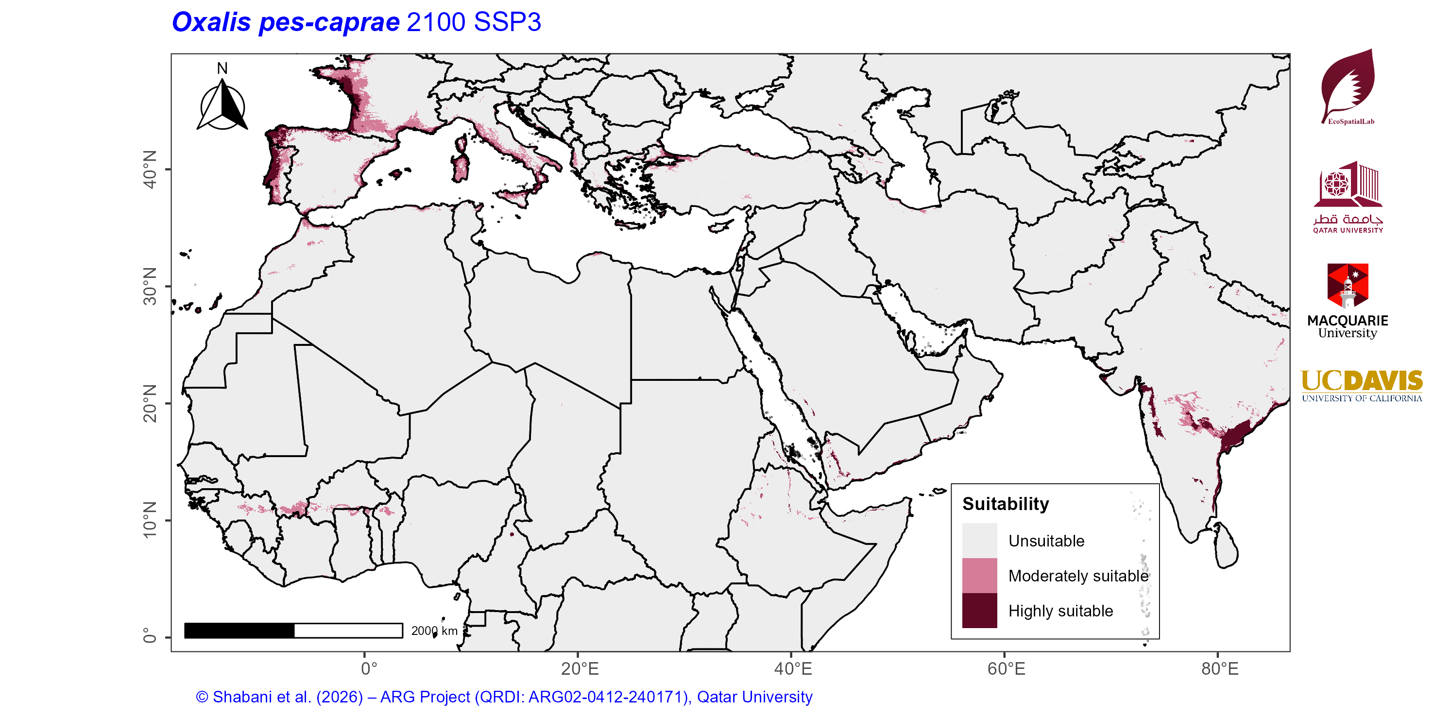 Projected Climate Suitability in the Mediterranean–Middle East–North Africa Dryland Belt SSP3 — 2100