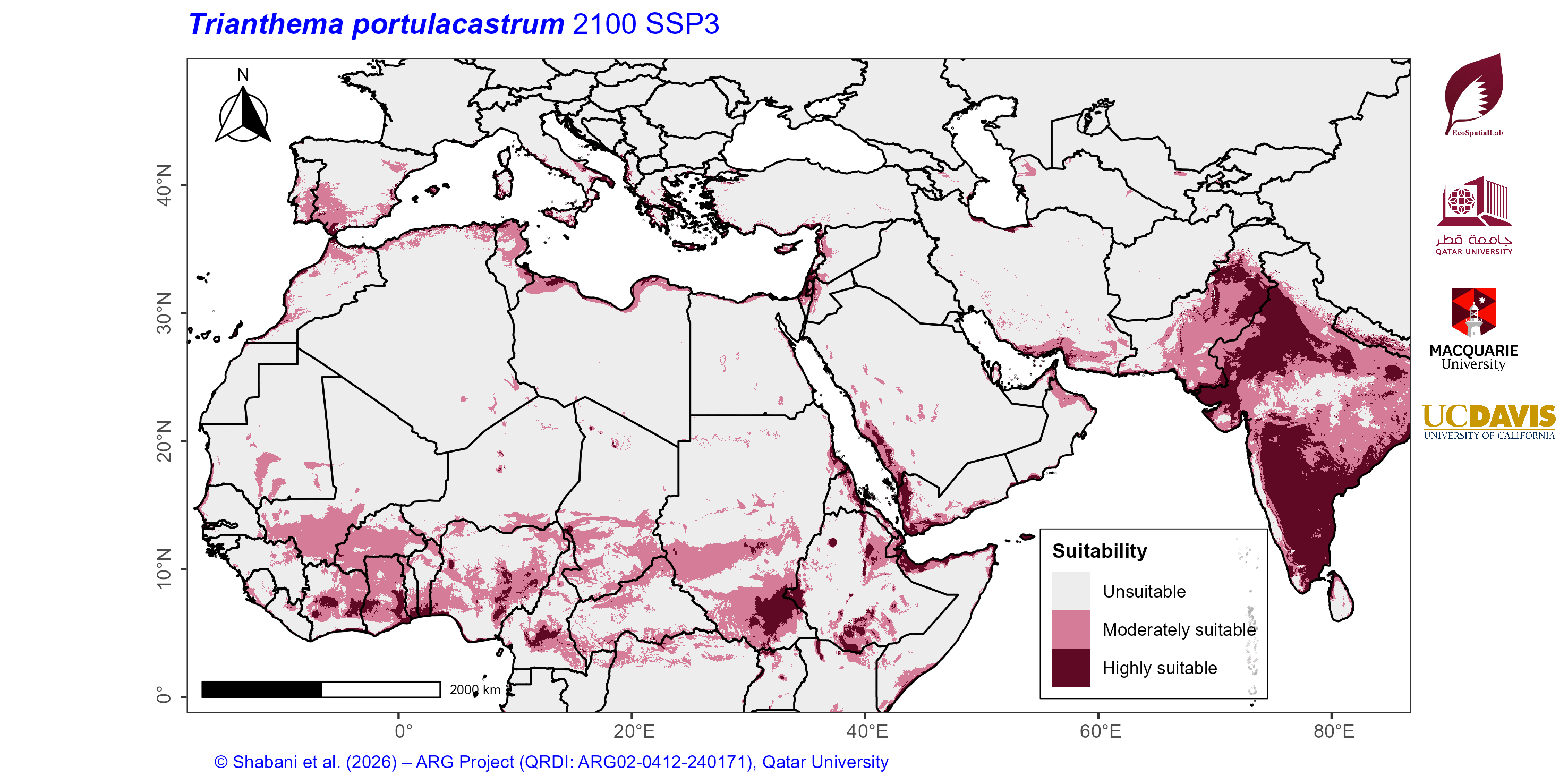 Projected Climate Suitability in the Mediterranean–Middle East–North Africa Dryland Belt SSP3 — 2100