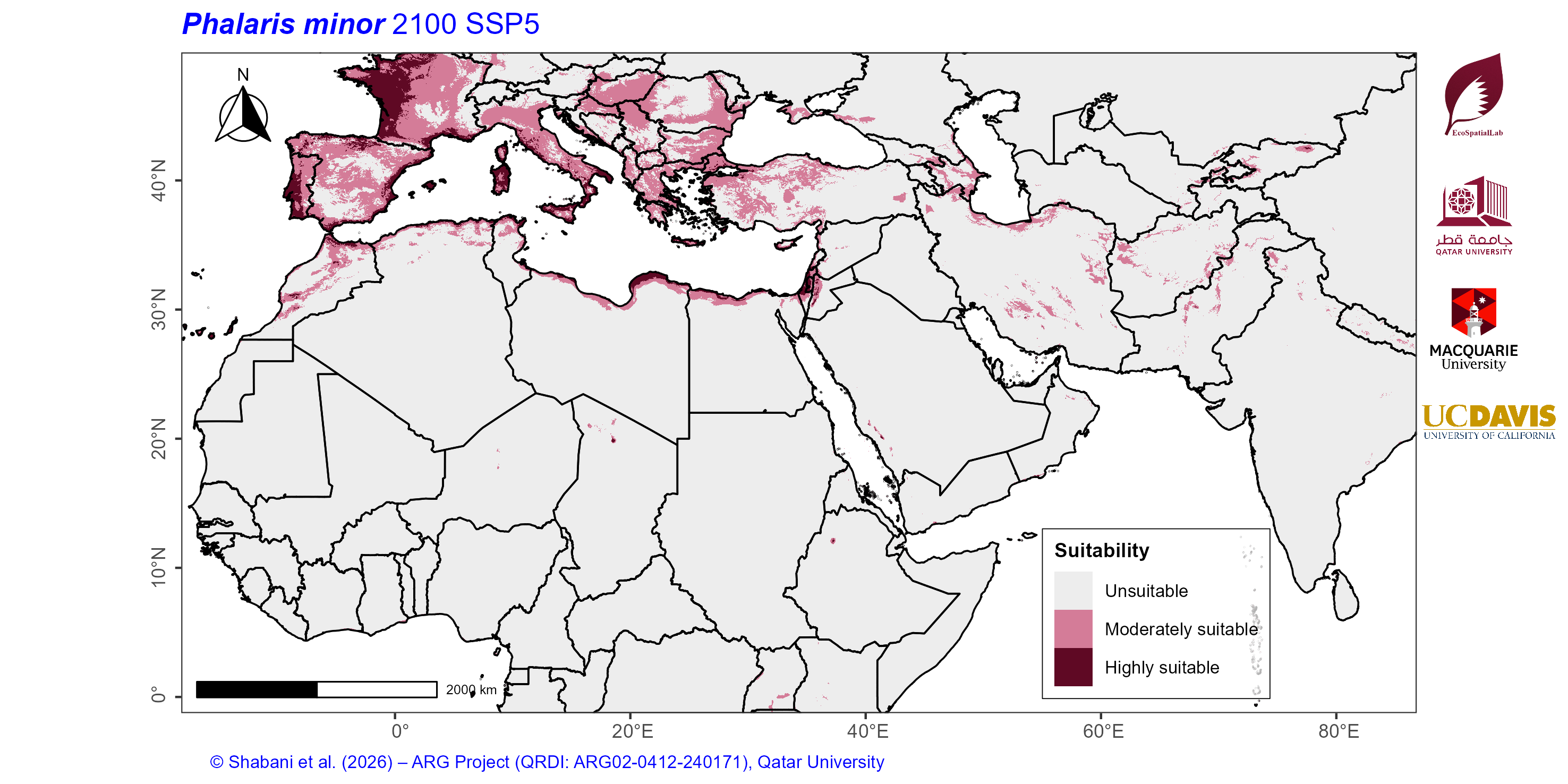 Projected Climate Suitability in the Mediterranean–Middle East–North Africa Dryland Belt SSP5 — 2100