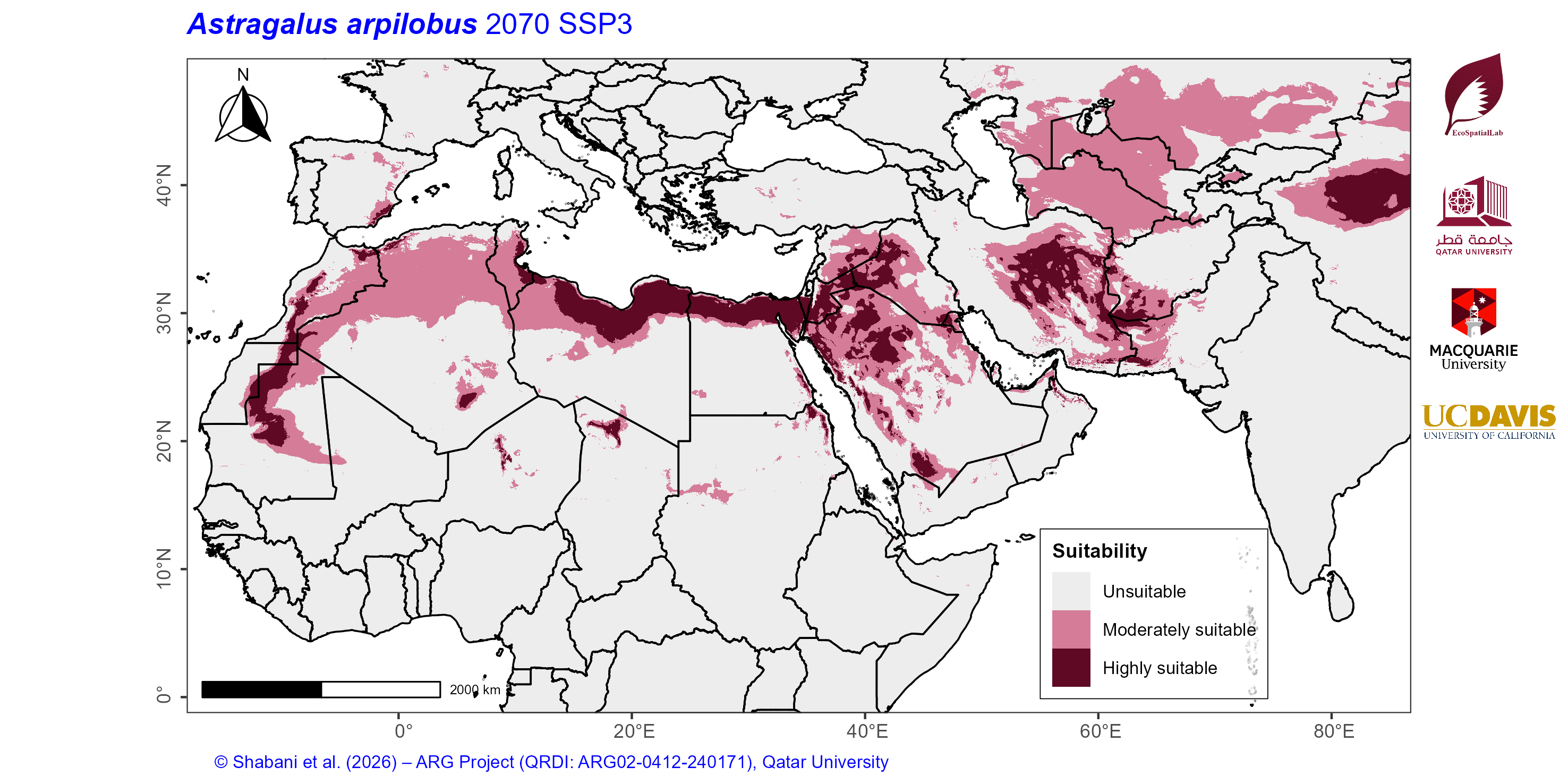 Projected Climate Suitability in the Mediterranean–Middle East–North Africa Dryland Belt SSP3 — 2070