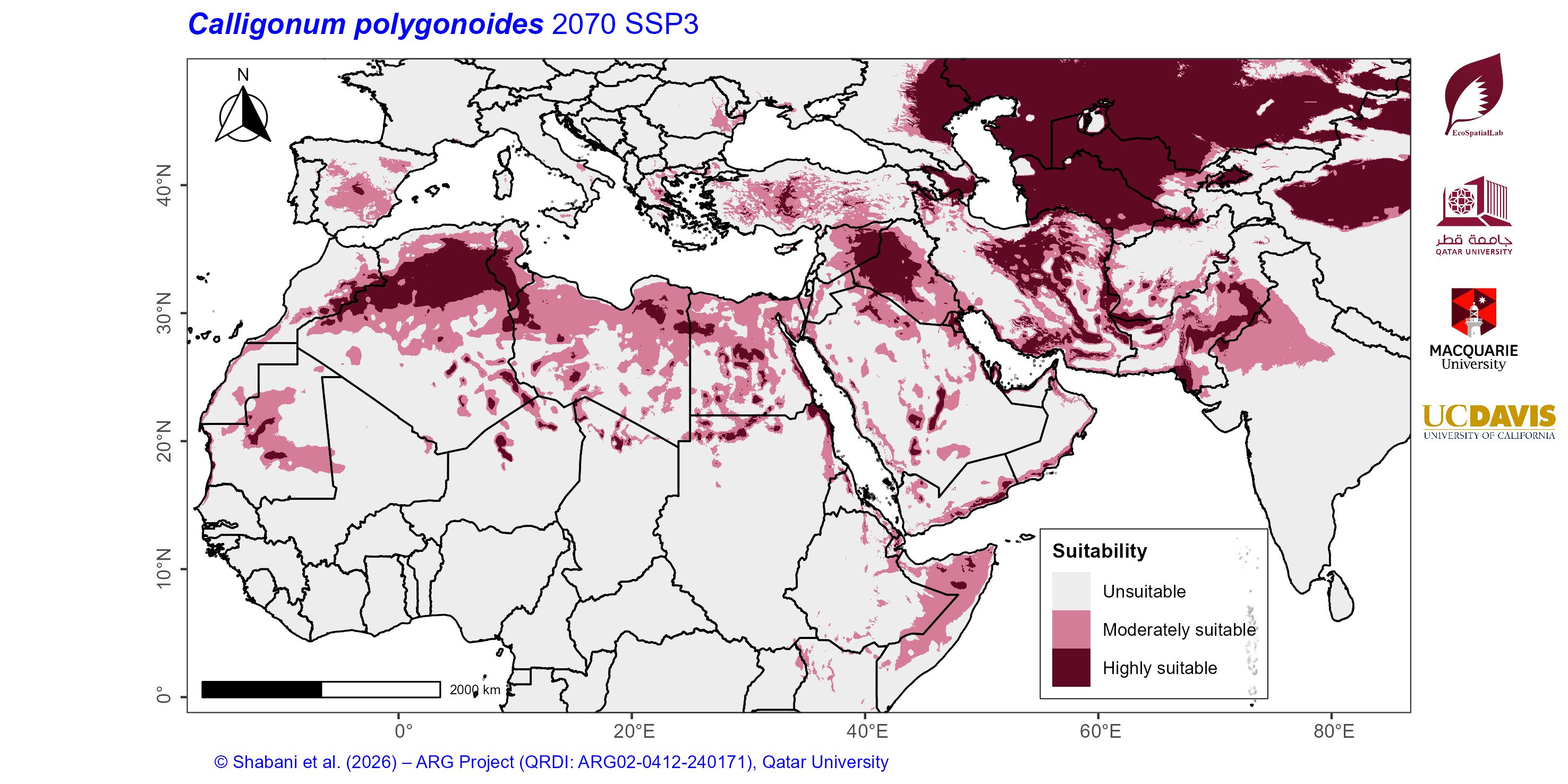 Projected Climate Suitability in the Mediterranean–Middle East–North Africa Dryland Belt SSP3 — 2070