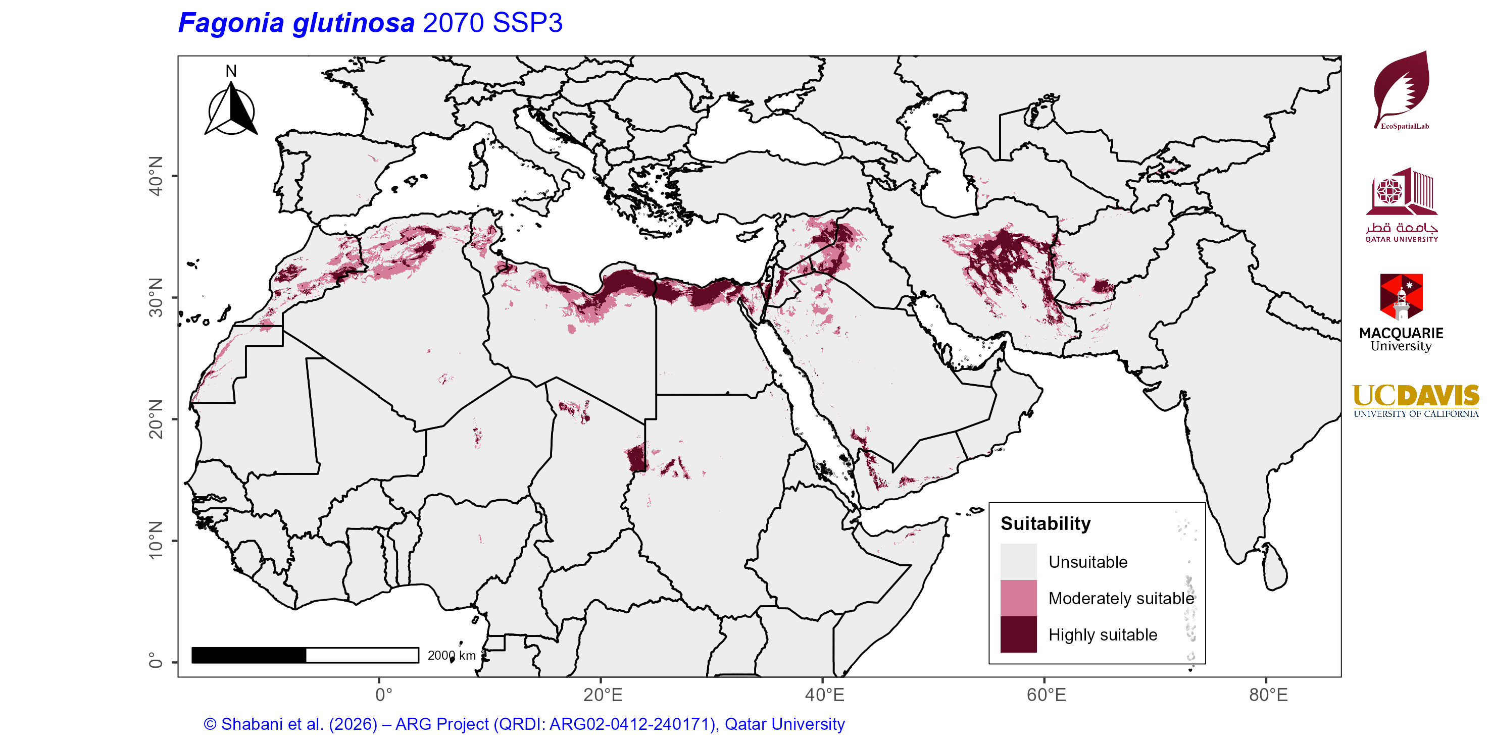 Projected Climate Suitability in the Mediterranean–Middle East–North Africa Dryland Belt SSP3 — 2070