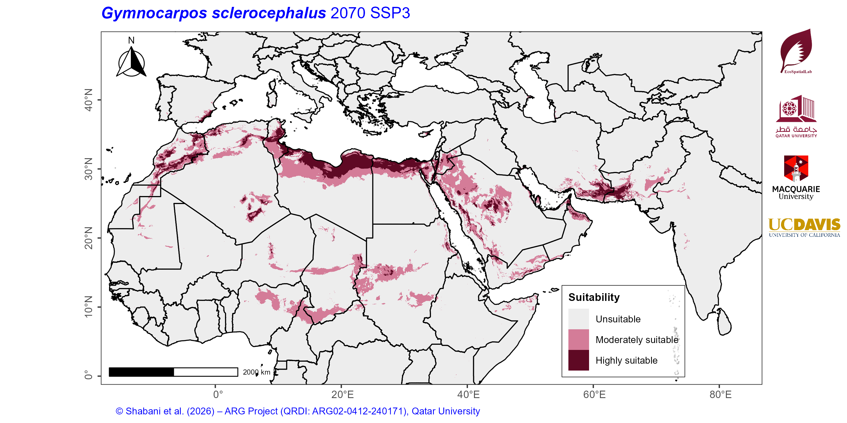 Projected Climate Suitability in the Mediterranean–Middle East–North Africa Dryland Belt SSP3 — 2070