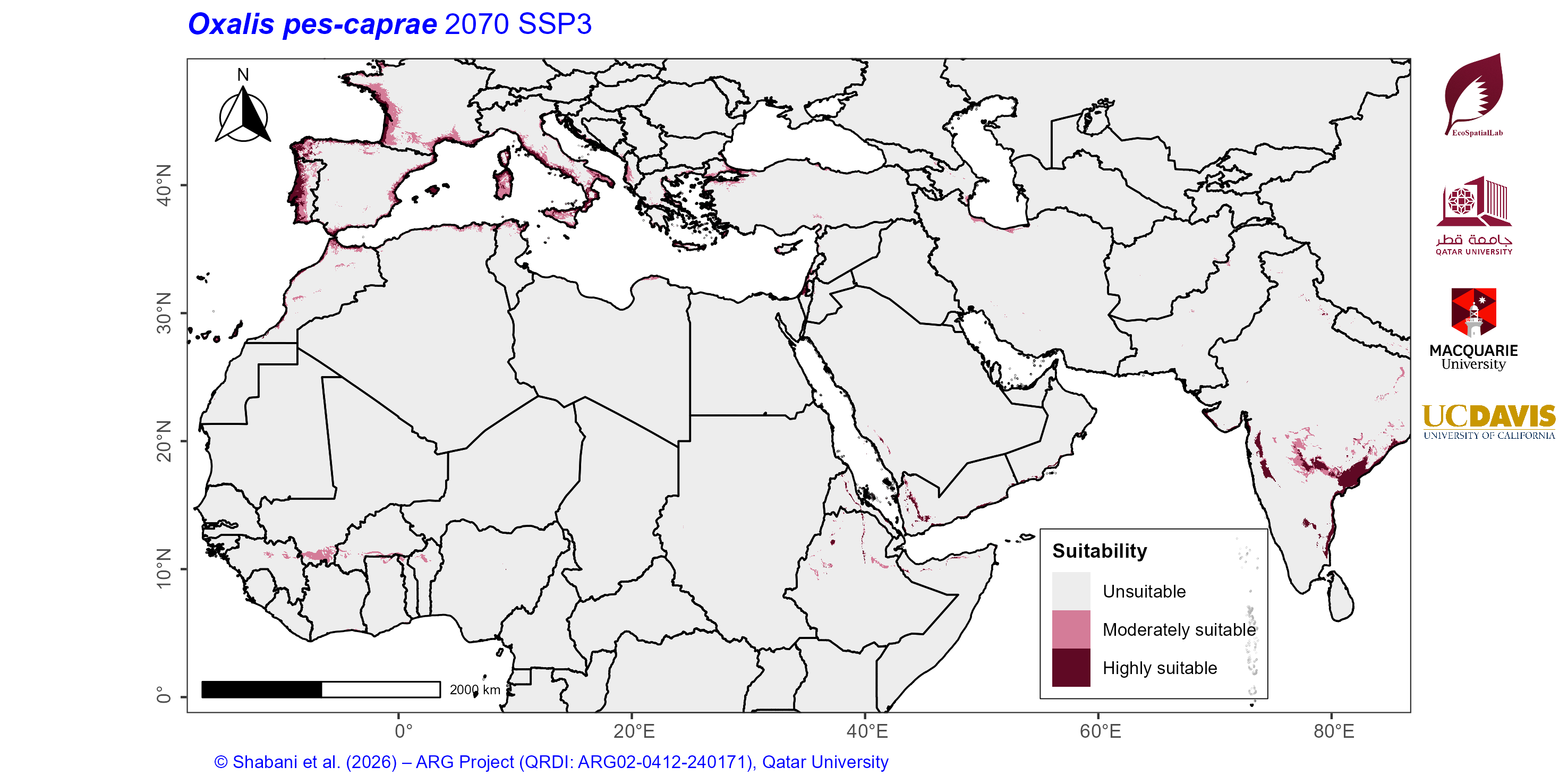 Projected Climate Suitability in the Mediterranean–Middle East–North Africa Dryland Belt SSP3 — 2070