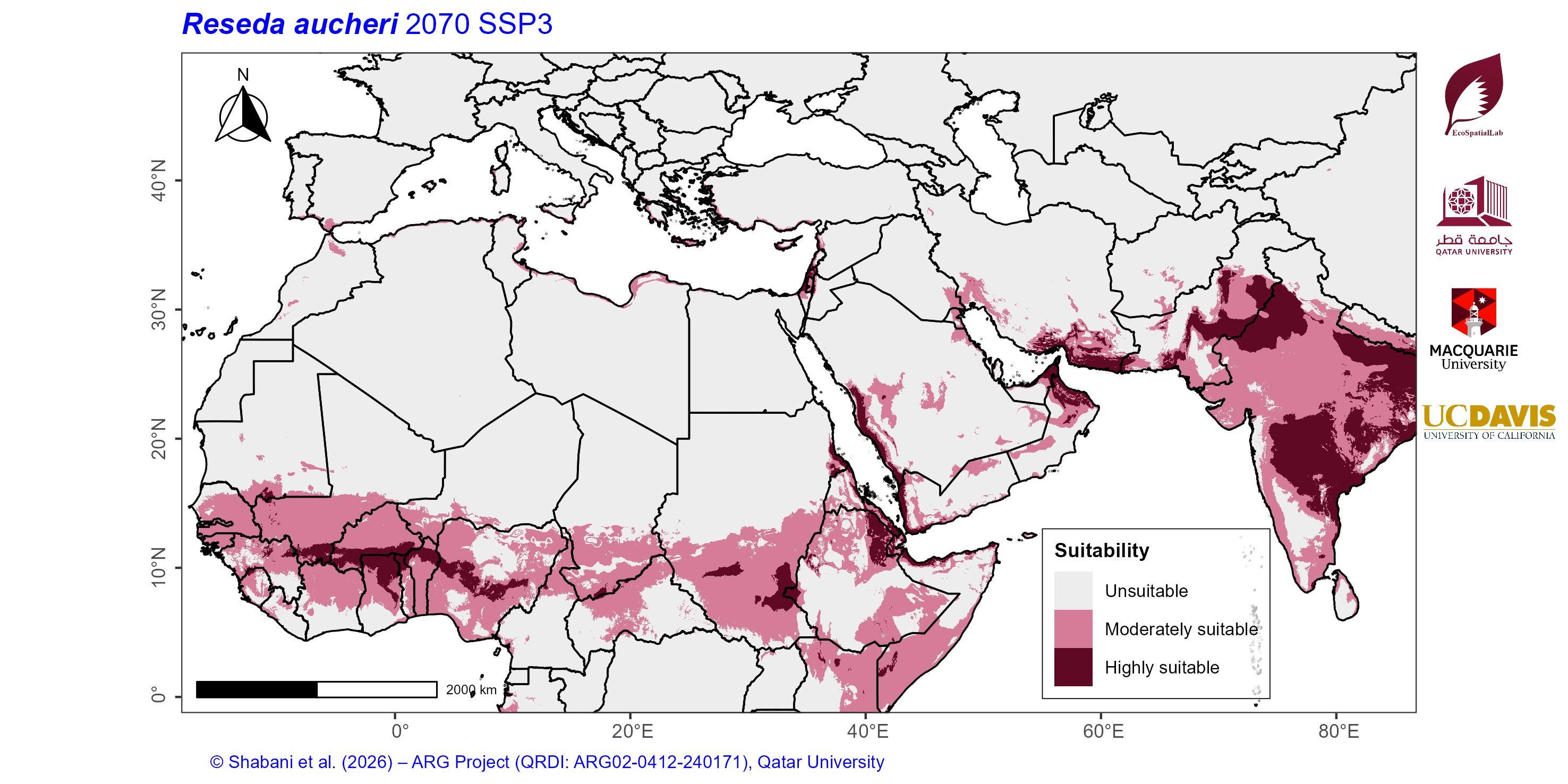 Projected Climate Suitability in the Mediterranean–Middle East–North Africa Dryland Belt SSP3 — 2070