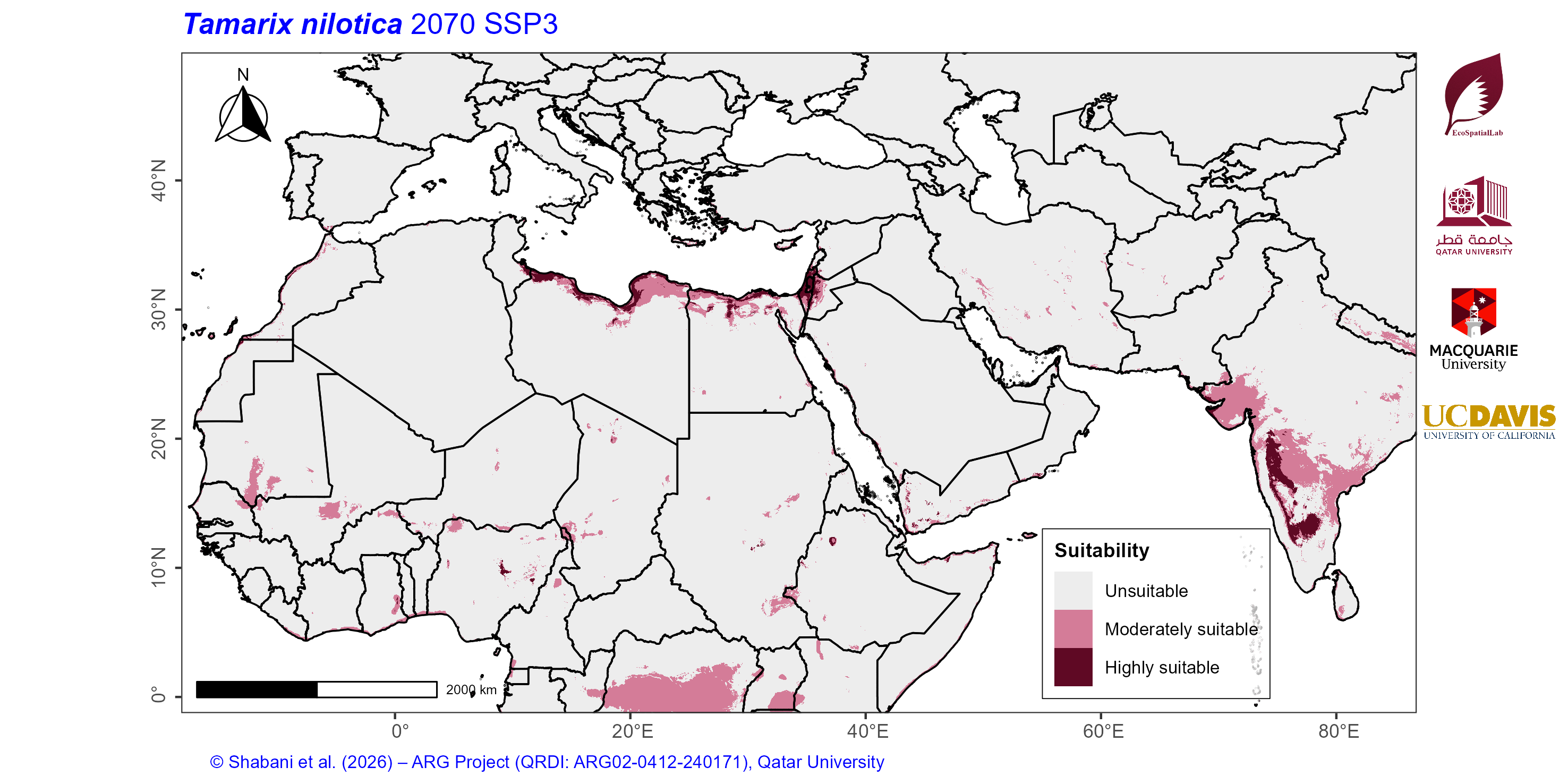 Projected Climate Suitability in the Mediterranean–Middle East–North Africa Dryland Belt SSP3 — 2070