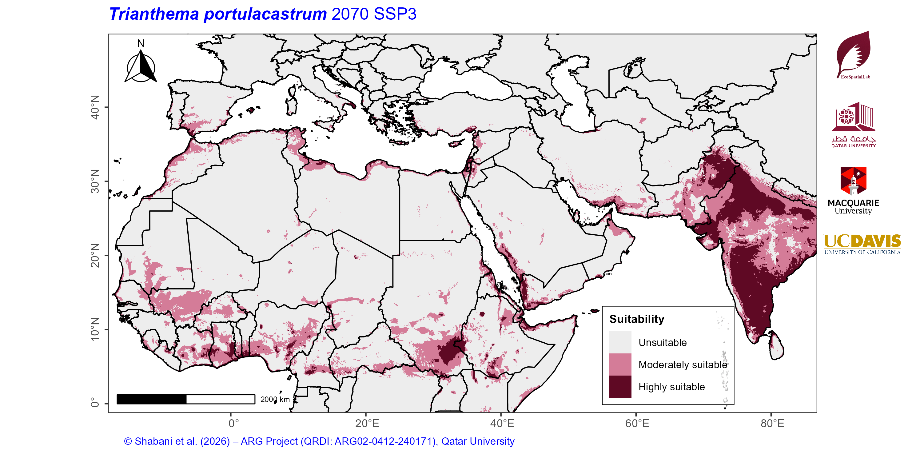 Projected Climate Suitability in the Mediterranean–Middle East–North Africa Dryland Belt SSP3 — 2070