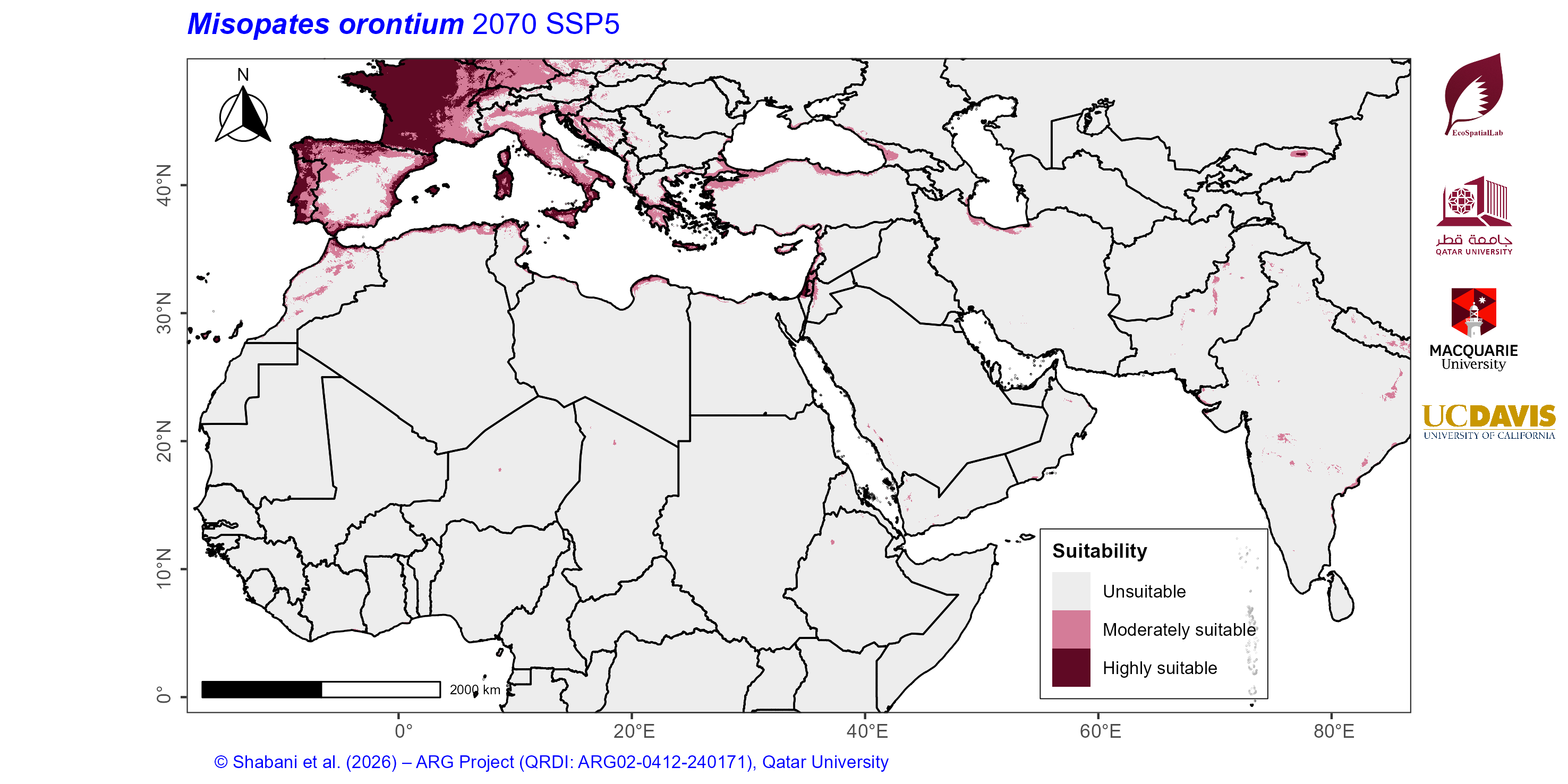 Projected Climate Suitability in the Mediterranean–Middle East–North Africa Dryland Belt SSP5 — 2070