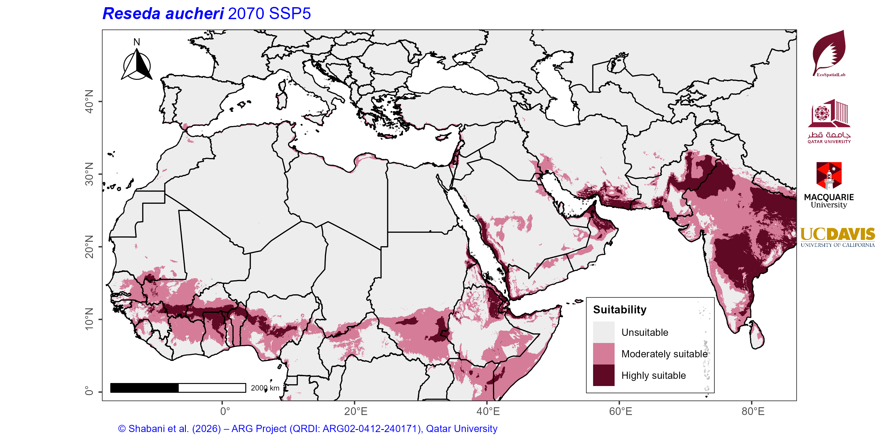 Projected Climate Suitability in the Mediterranean–Middle East–North Africa Dryland Belt SSP5 — 2070