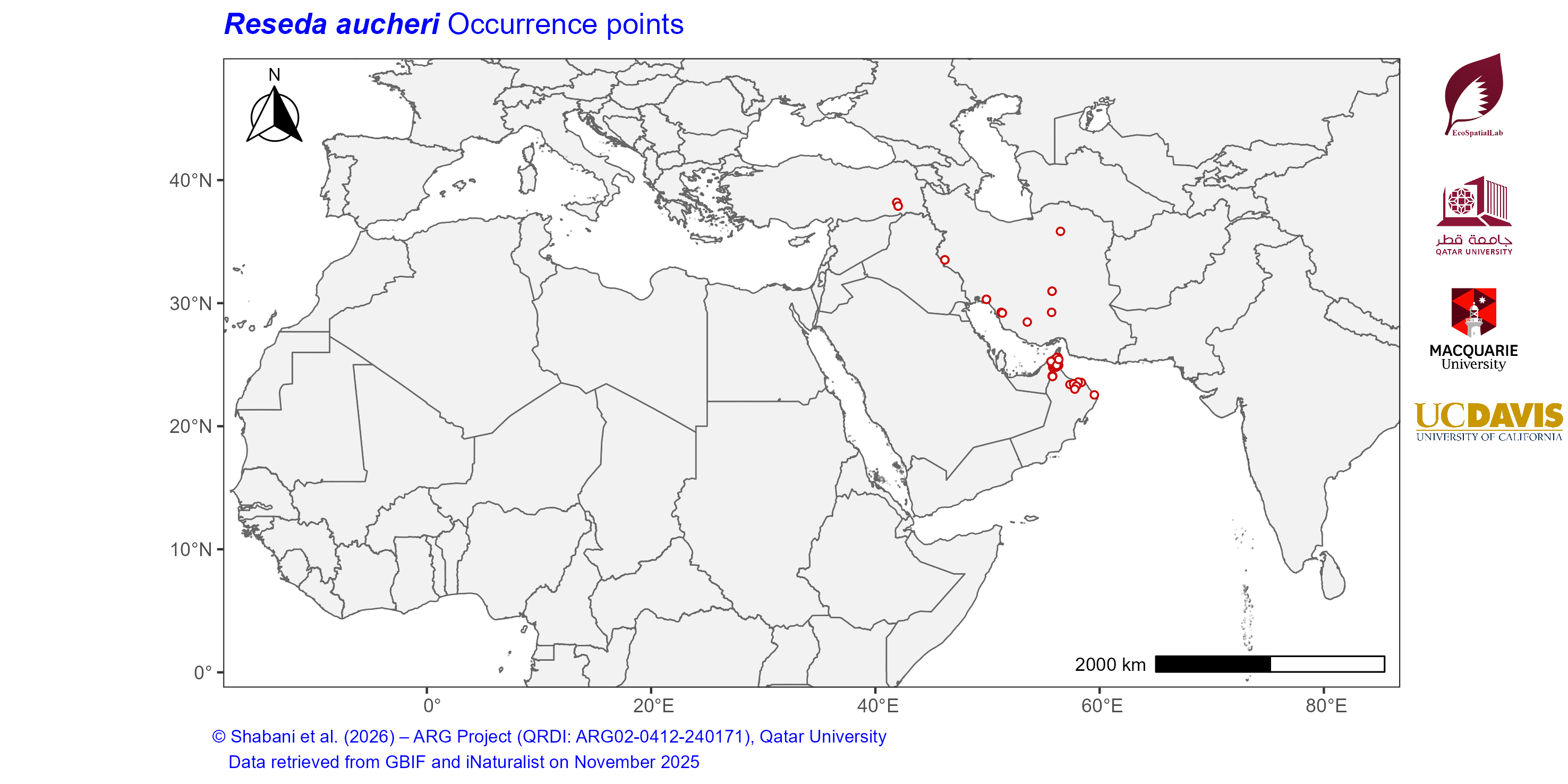 Occurrence Records across the Mediterranean–Middle East–North Africa Dryland Belt — Reseda aucheri