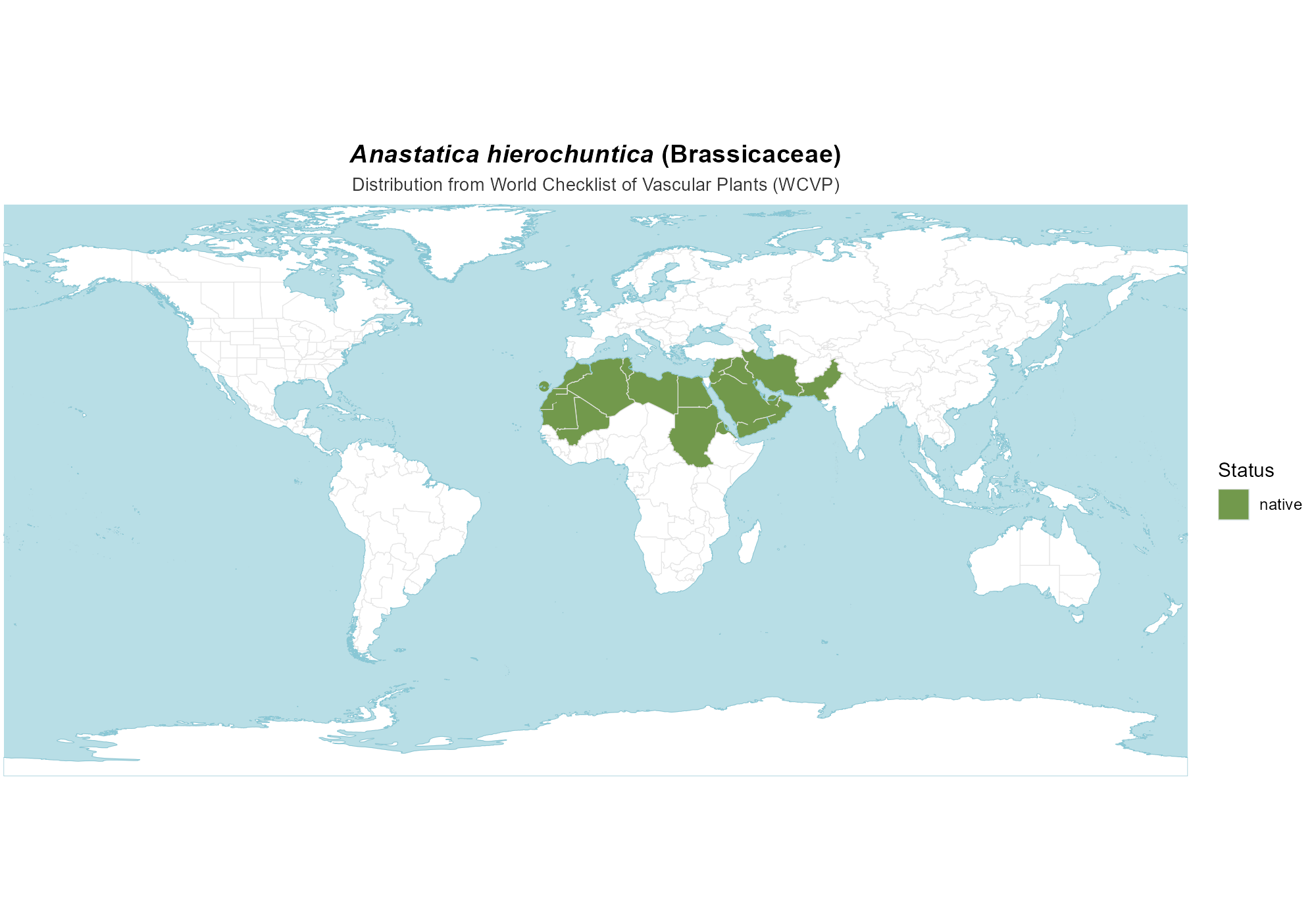 Origin Map — Anastatica hierochuntica