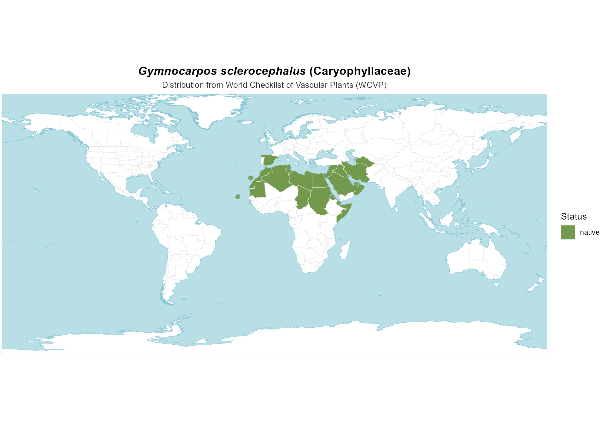 Origin Map — Gymnocarpos sclerocephalus