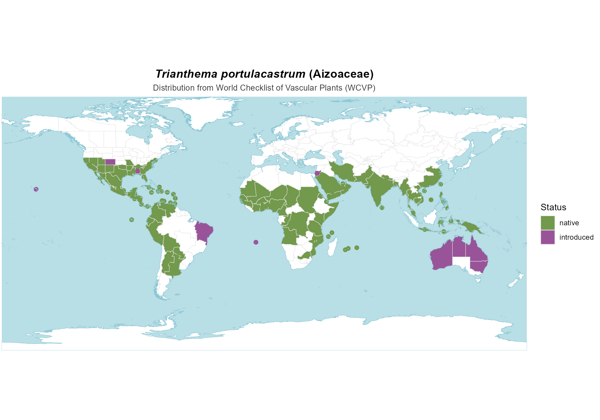 Origin Map — Trianthema portulacastrum