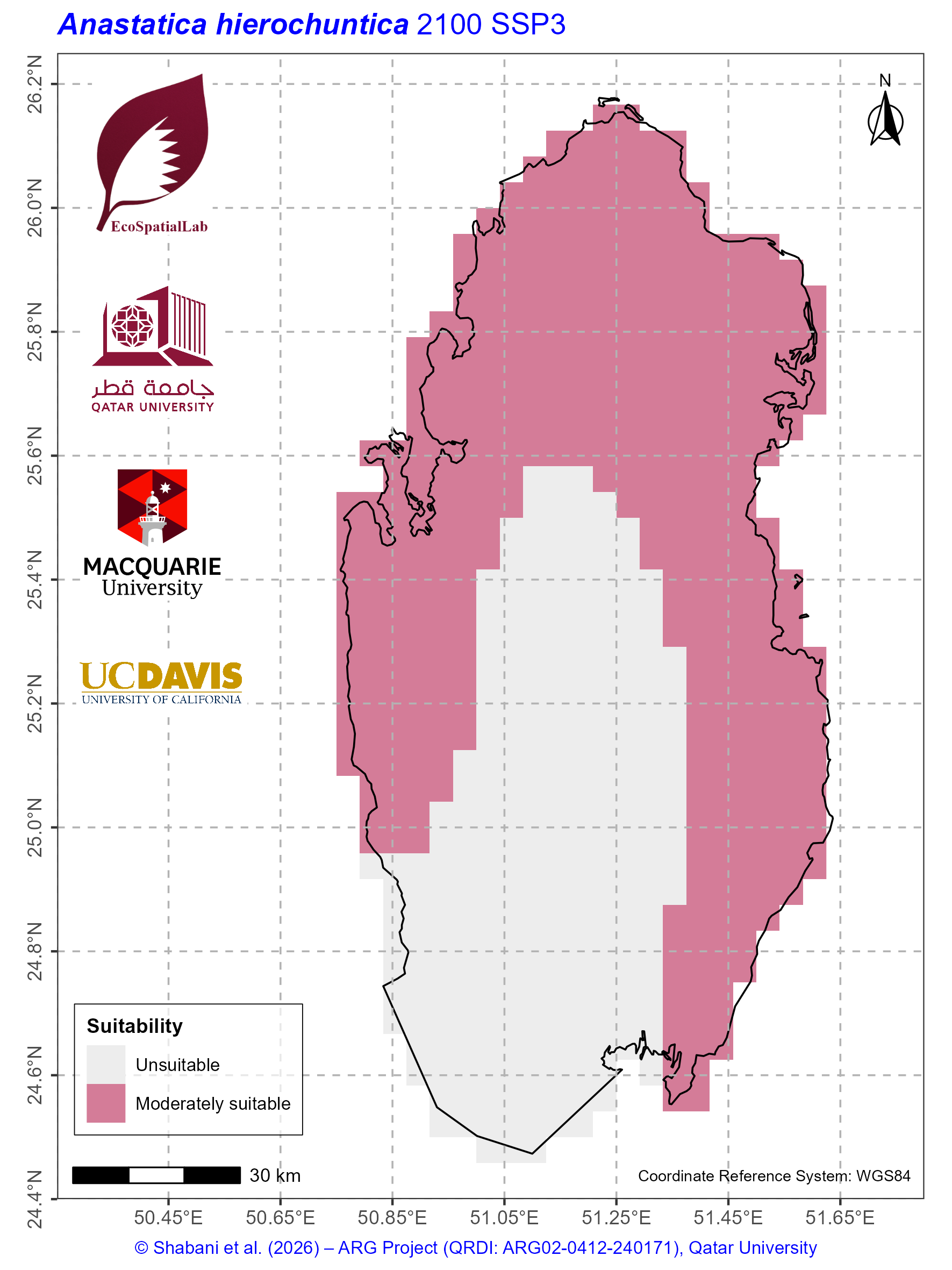 Qatar Climate Suitability SSP3 — 2100