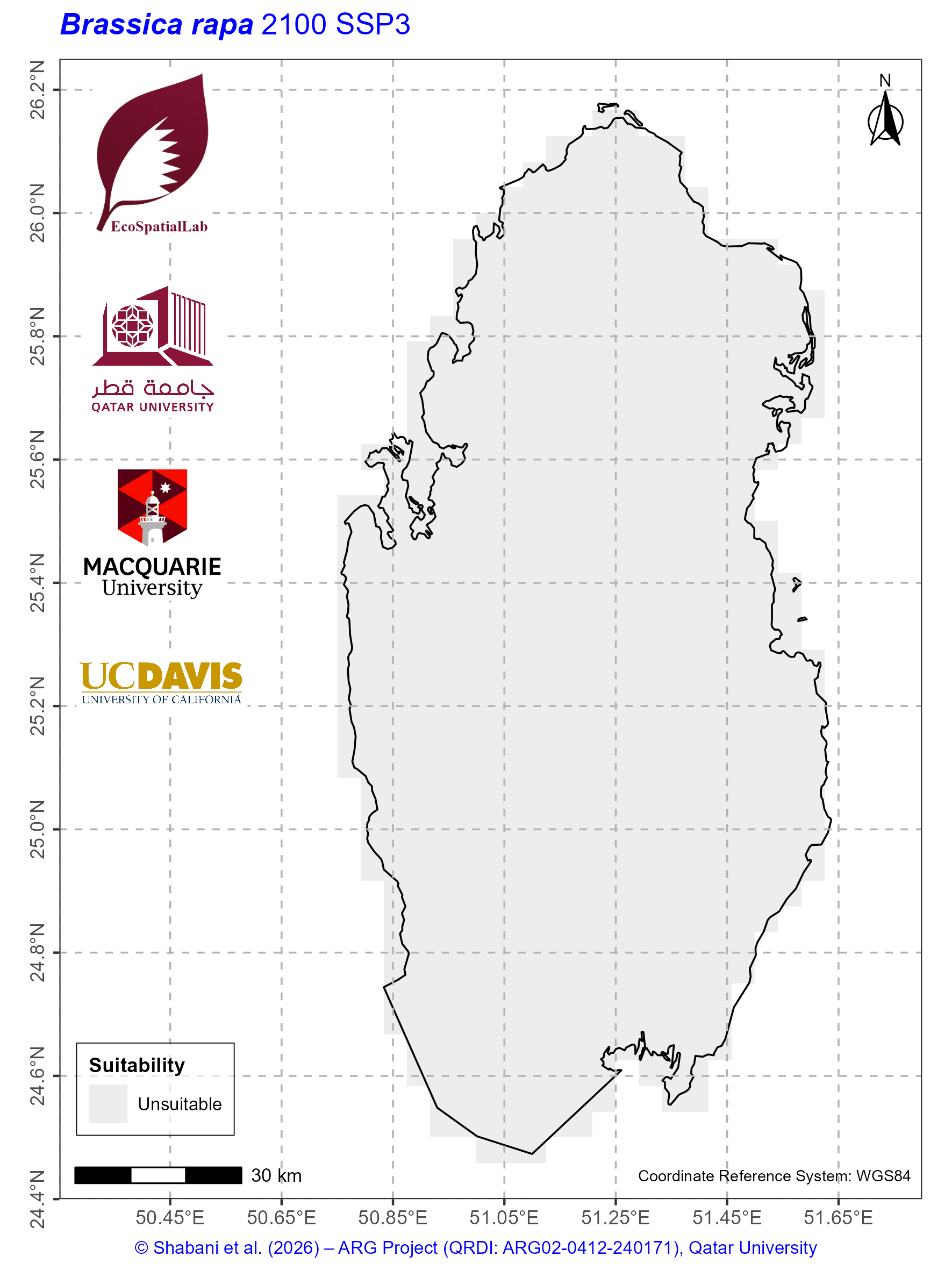 Qatar Climate Suitability SSP3 — 2100