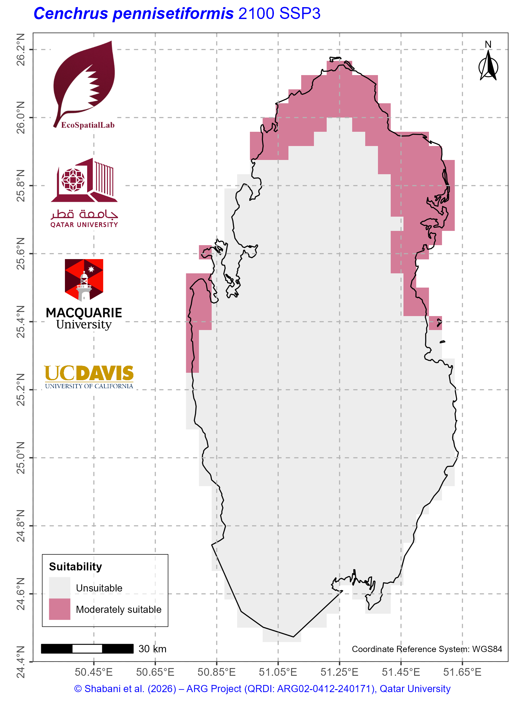 Qatar Climate Suitability SSP3 — 2100