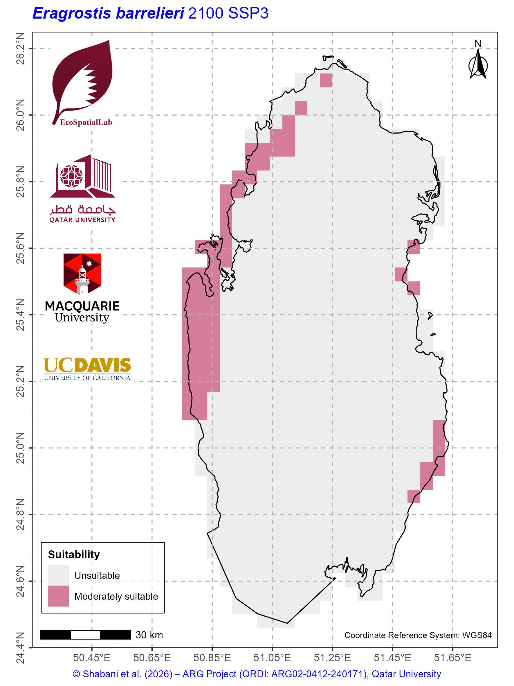 Qatar Climate Suitability SSP3 — 2100