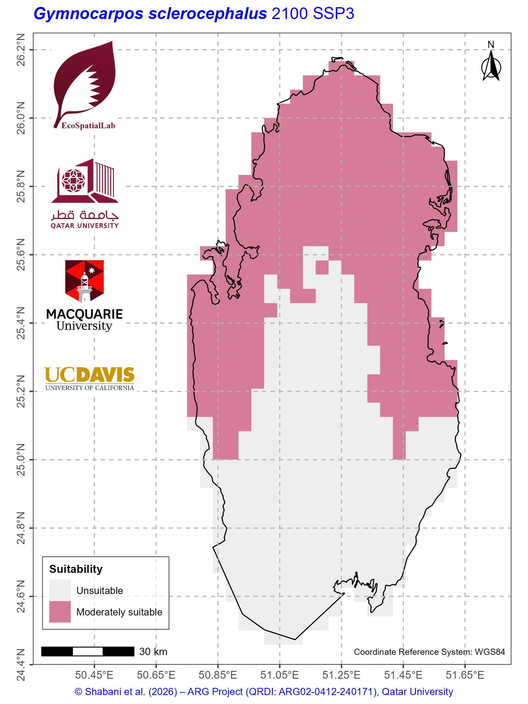 Qatar Climate Suitability SSP3 — 2100