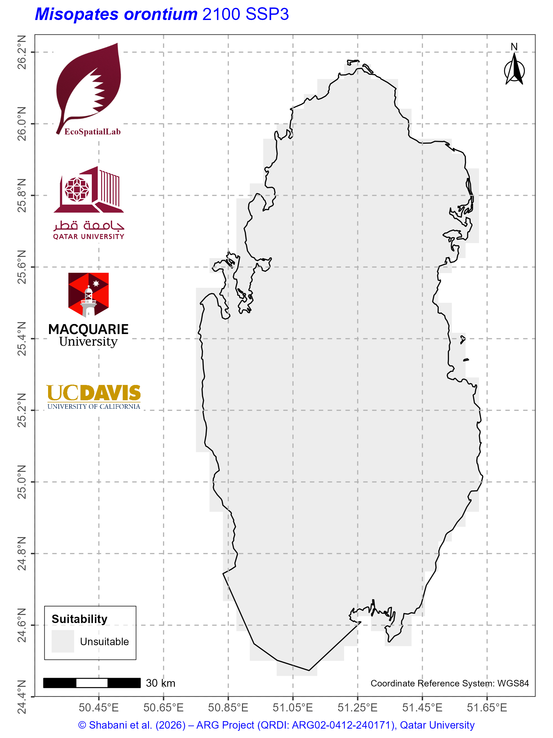 Qatar Climate Suitability SSP3 — 2100
