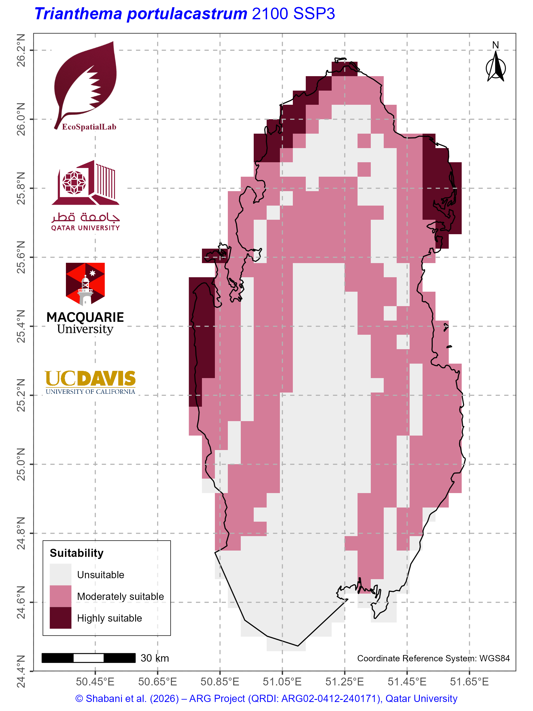 Qatar Climate Suitability SSP3 — 2100