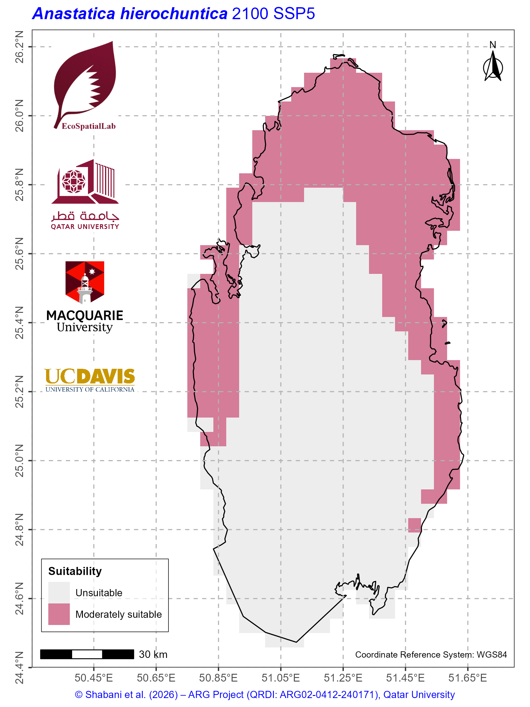 Qatar Climate Suitability SSP5 — 2100