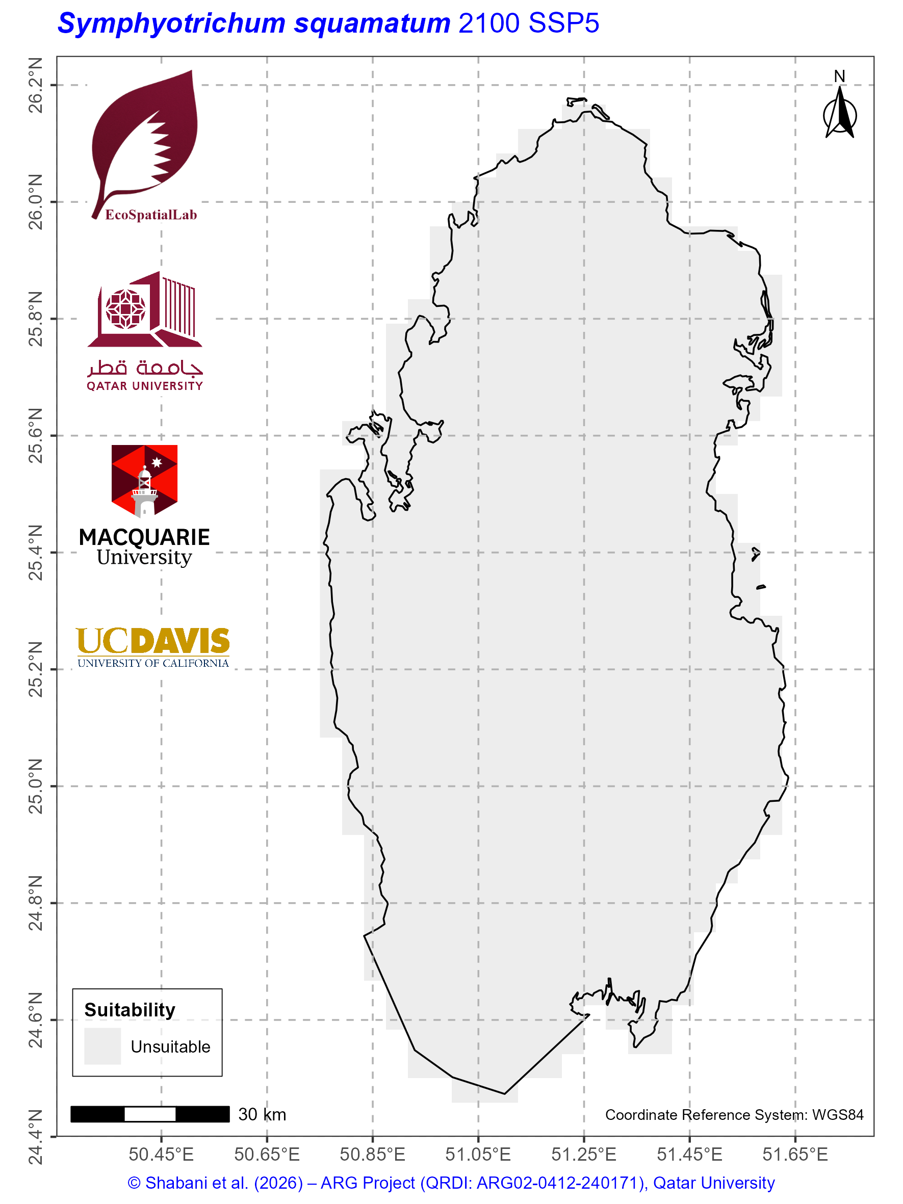 Qatar Climate Suitability SSP5 — 2100