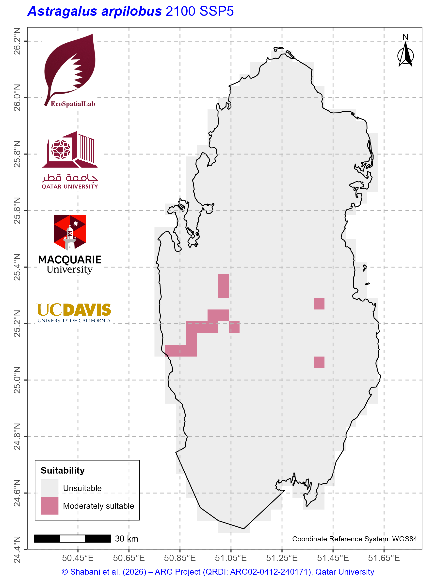 Qatar Climate Suitability SSP5 — 2100