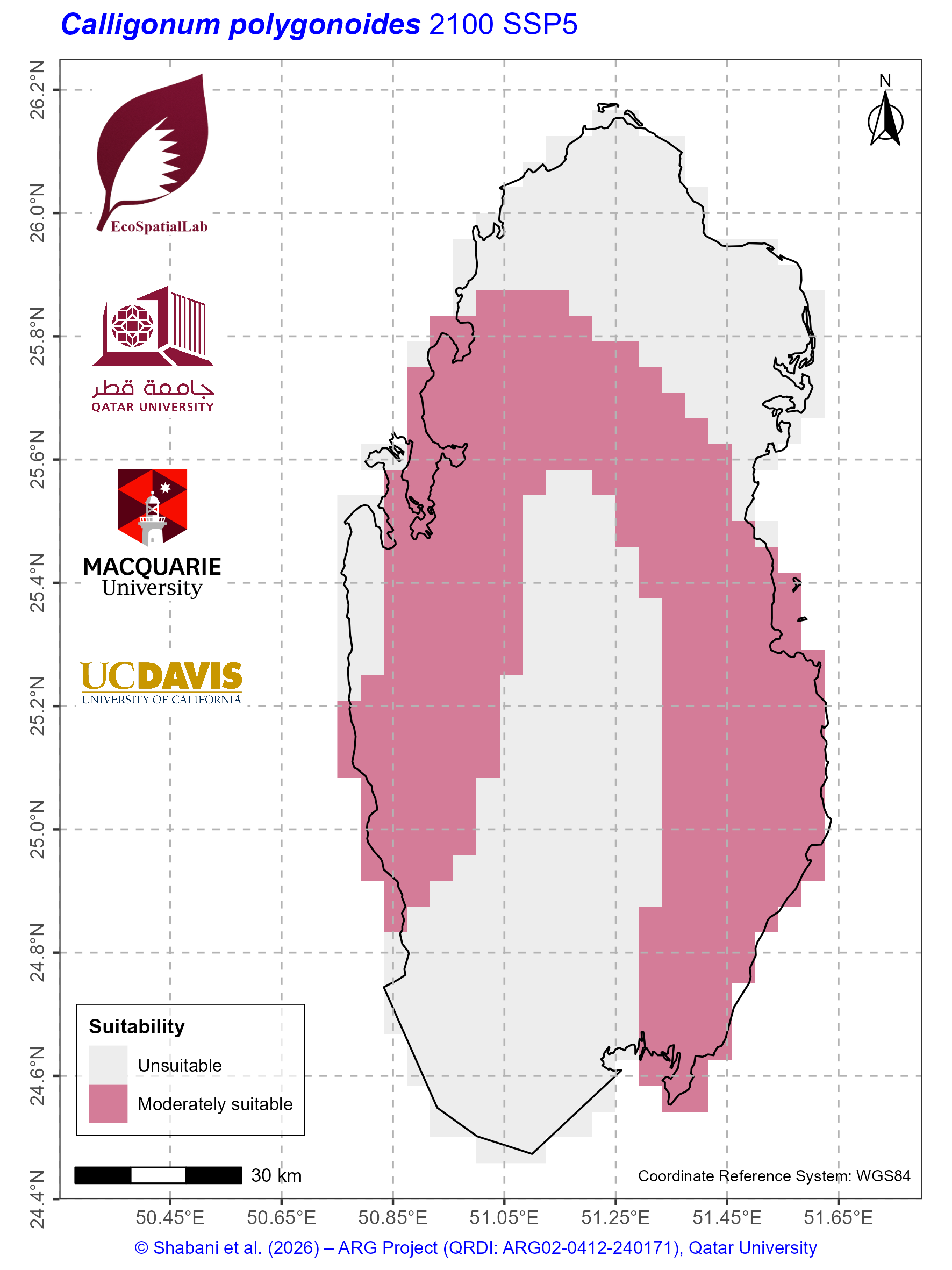 Qatar Climate Suitability SSP5 — 2100