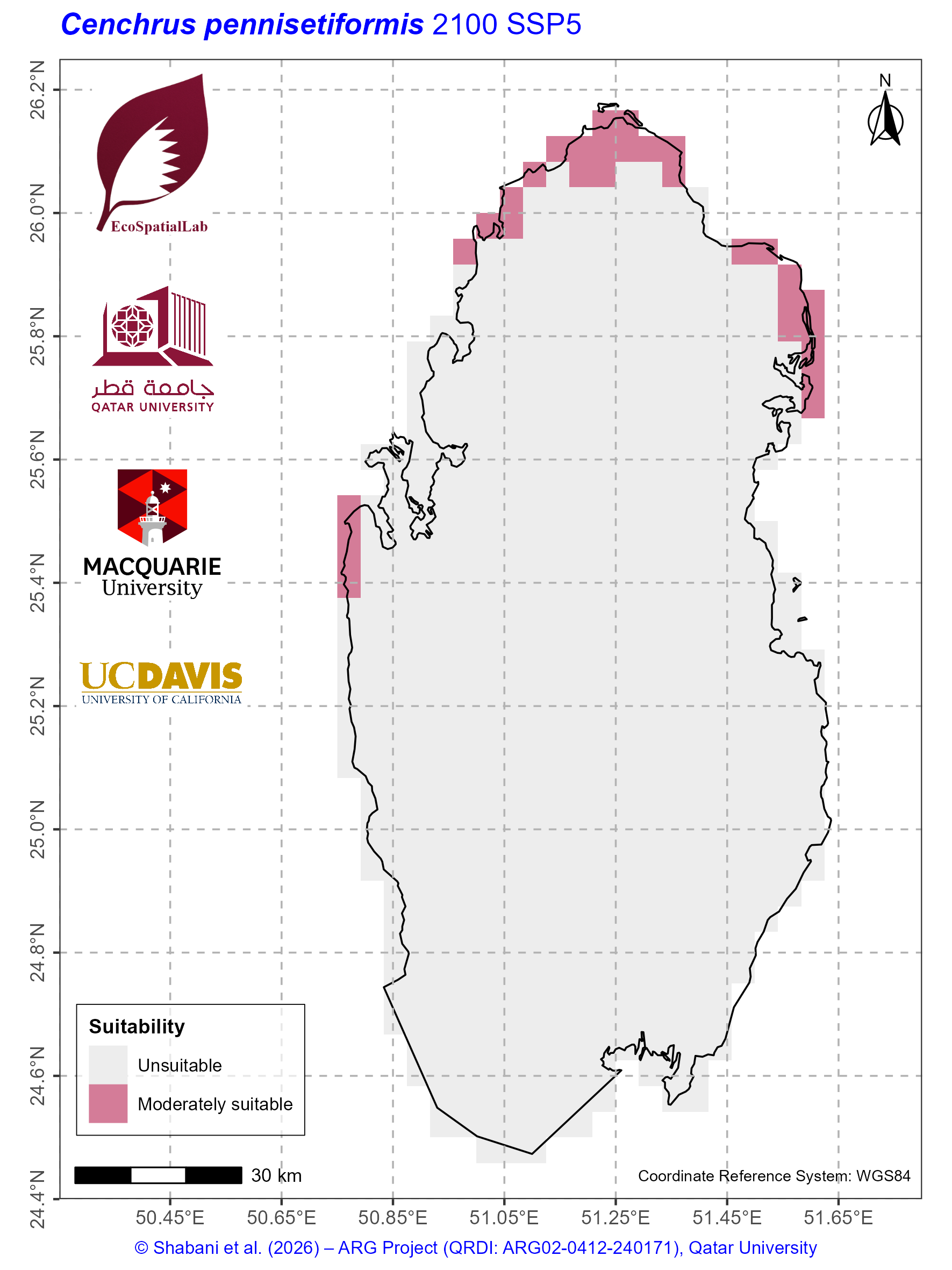 Qatar Climate Suitability SSP5 — 2100