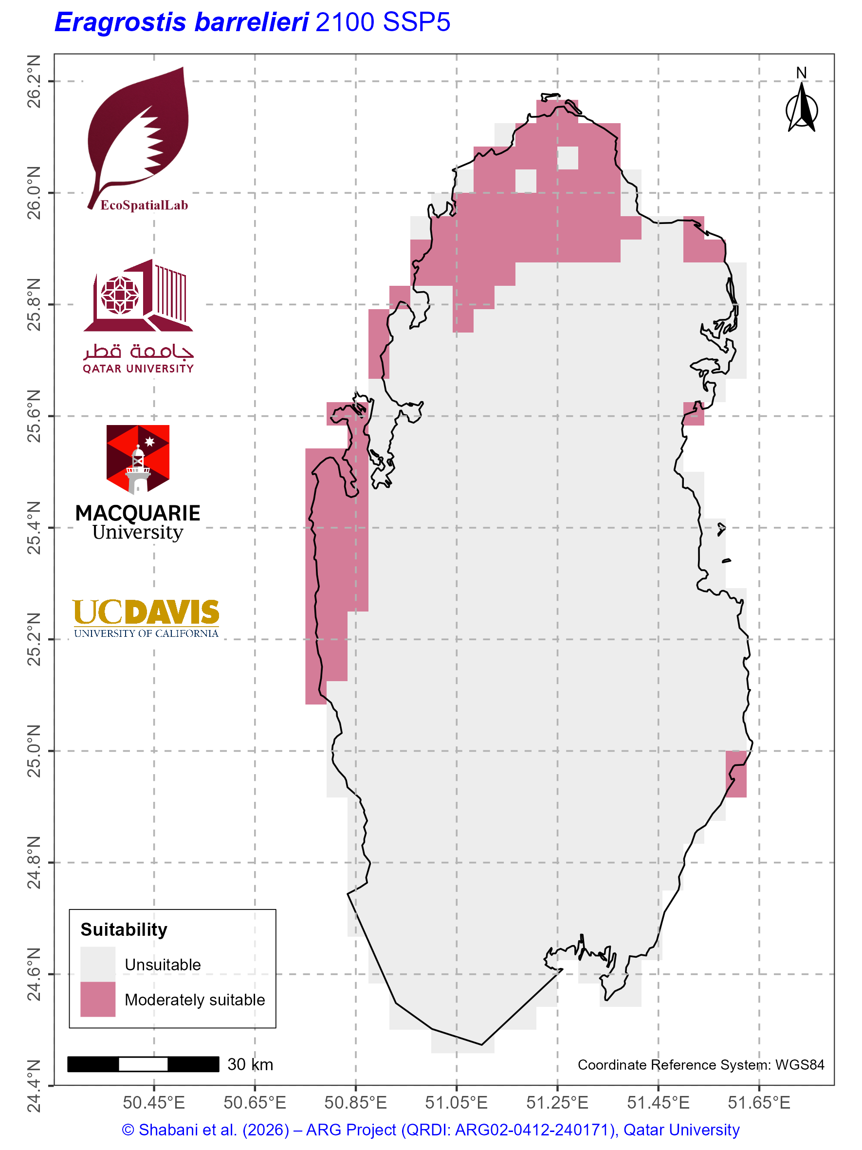 Qatar Climate Suitability SSP5 — 2100