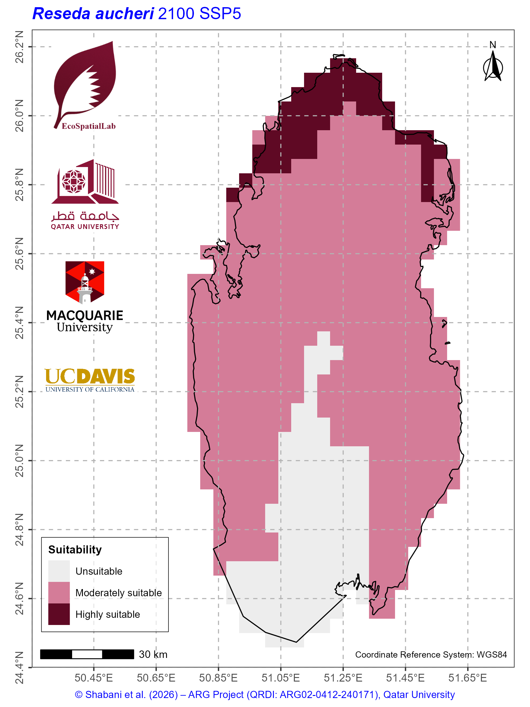 Qatar Climate Suitability SSP5 — 2100