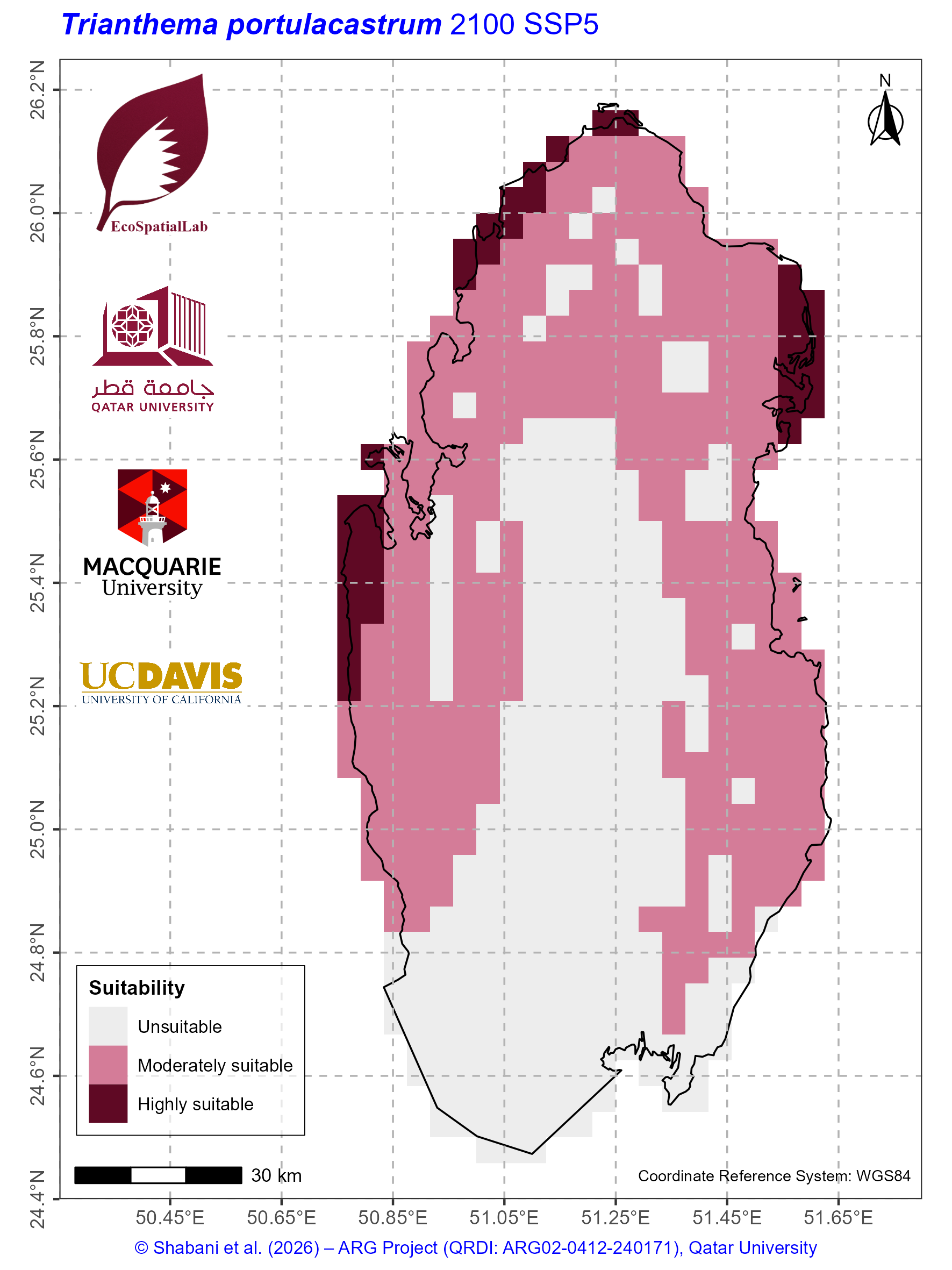 Qatar Climate Suitability SSP5 — 2100