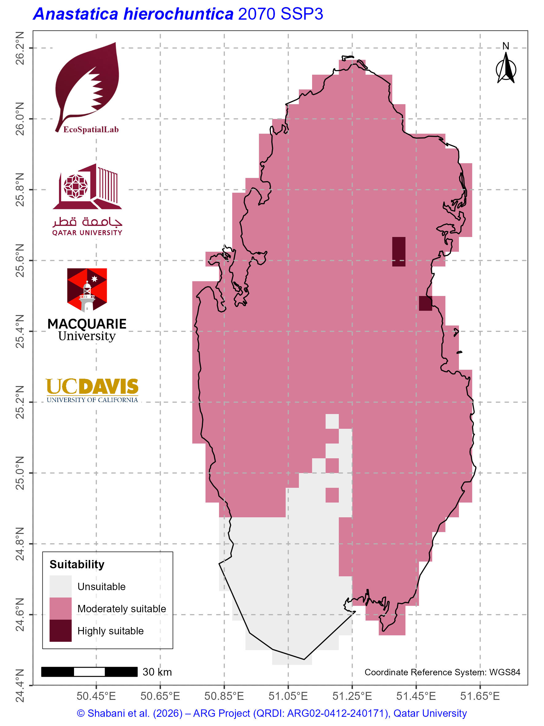 Qatar Climate Suitability SSP3 — 2070
