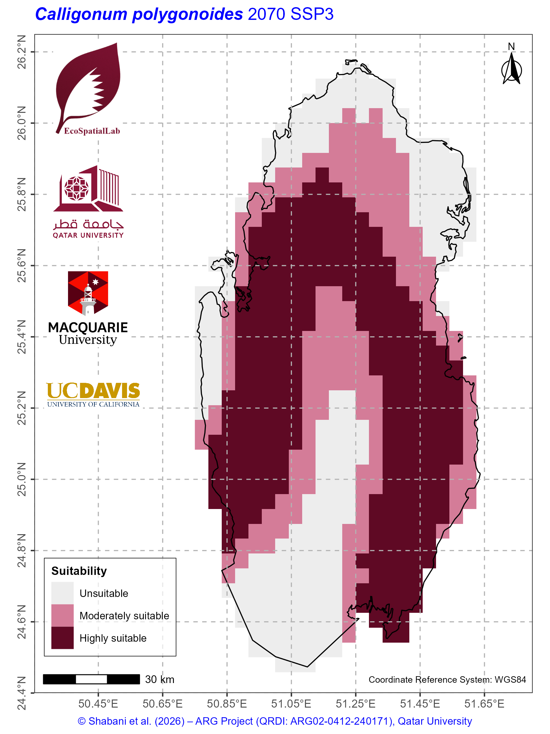 Qatar Climate Suitability SSP3 — 2070