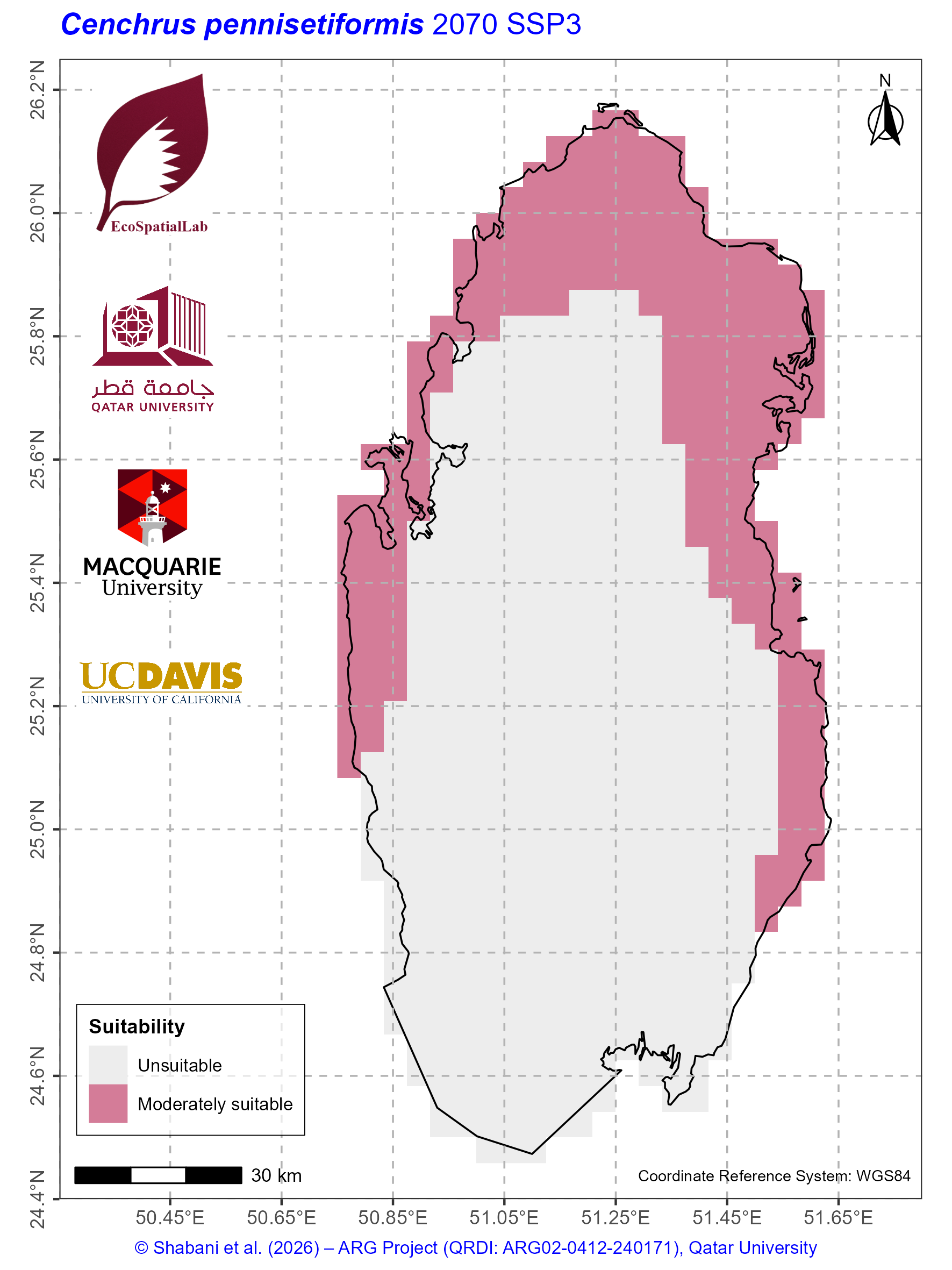 Qatar Climate Suitability SSP3 — 2070