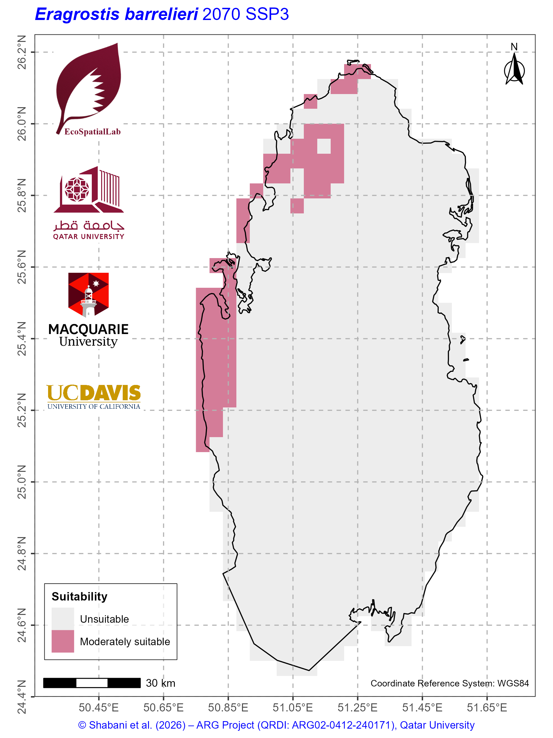 Qatar Climate Suitability SSP3 — 2070