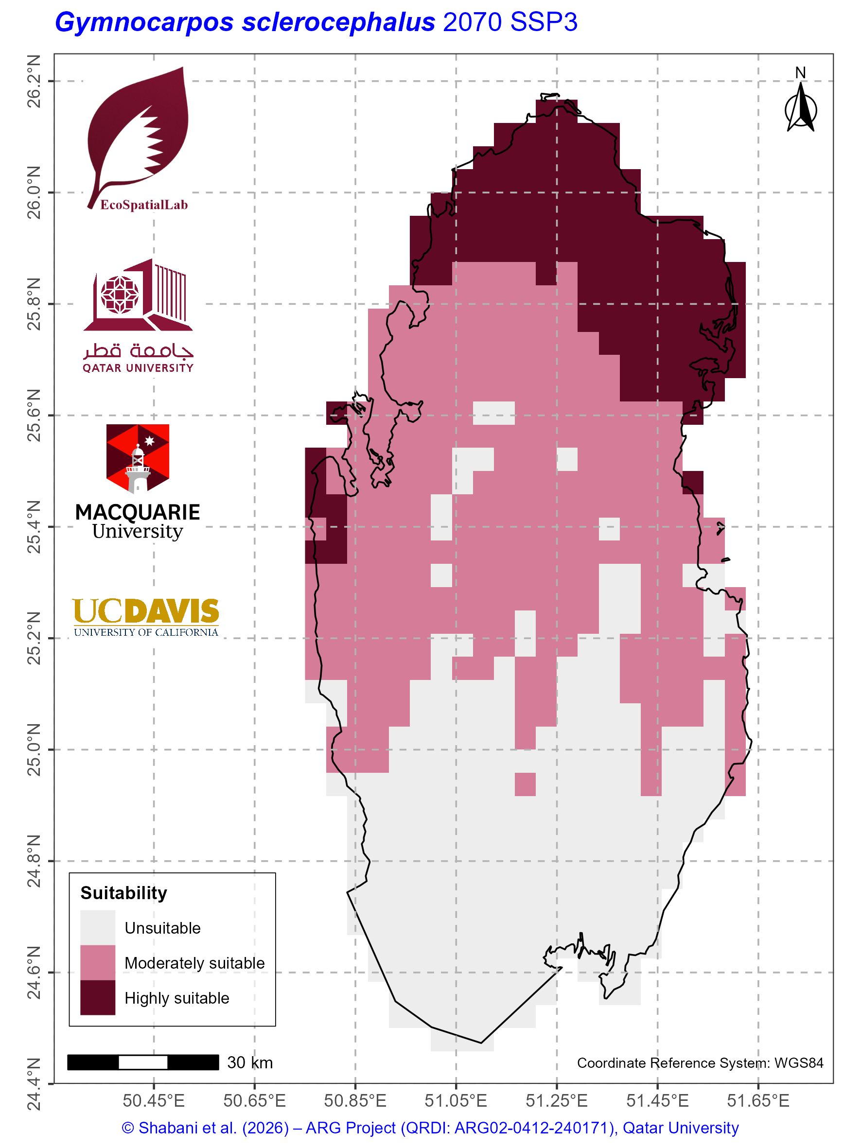 Qatar Climate Suitability SSP3 — 2070