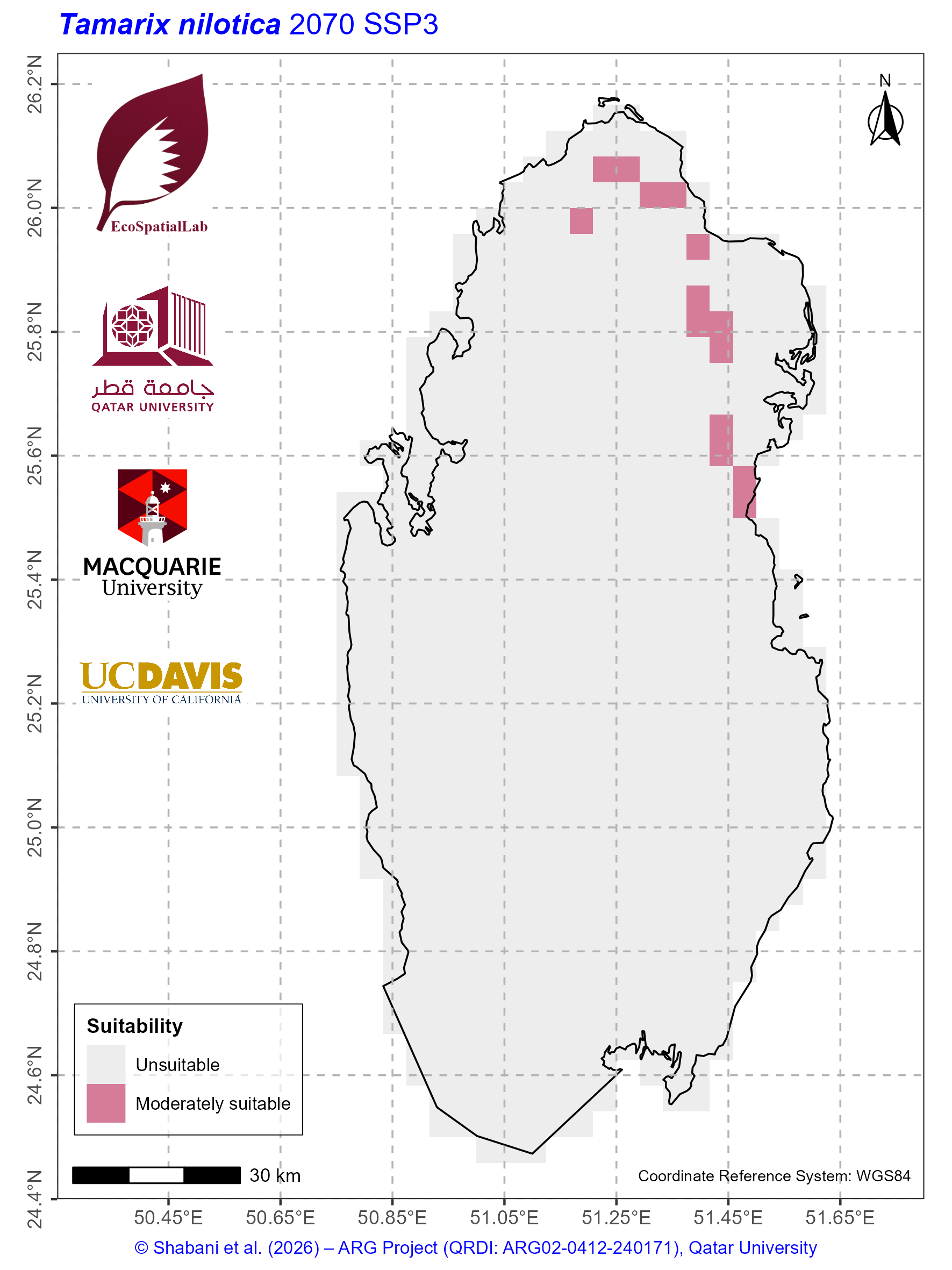 Qatar Climate Suitability SSP3 — 2070