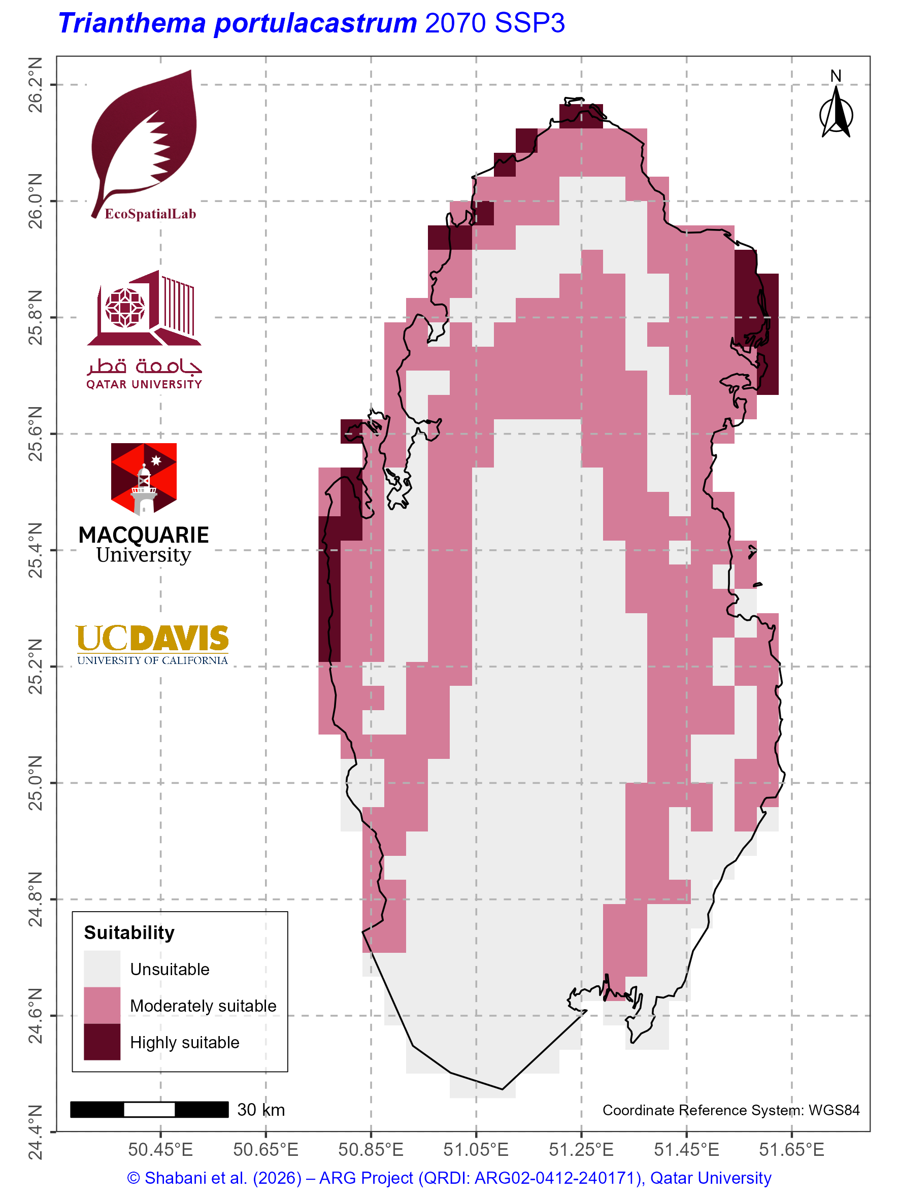 Qatar Climate Suitability SSP3 — 2070