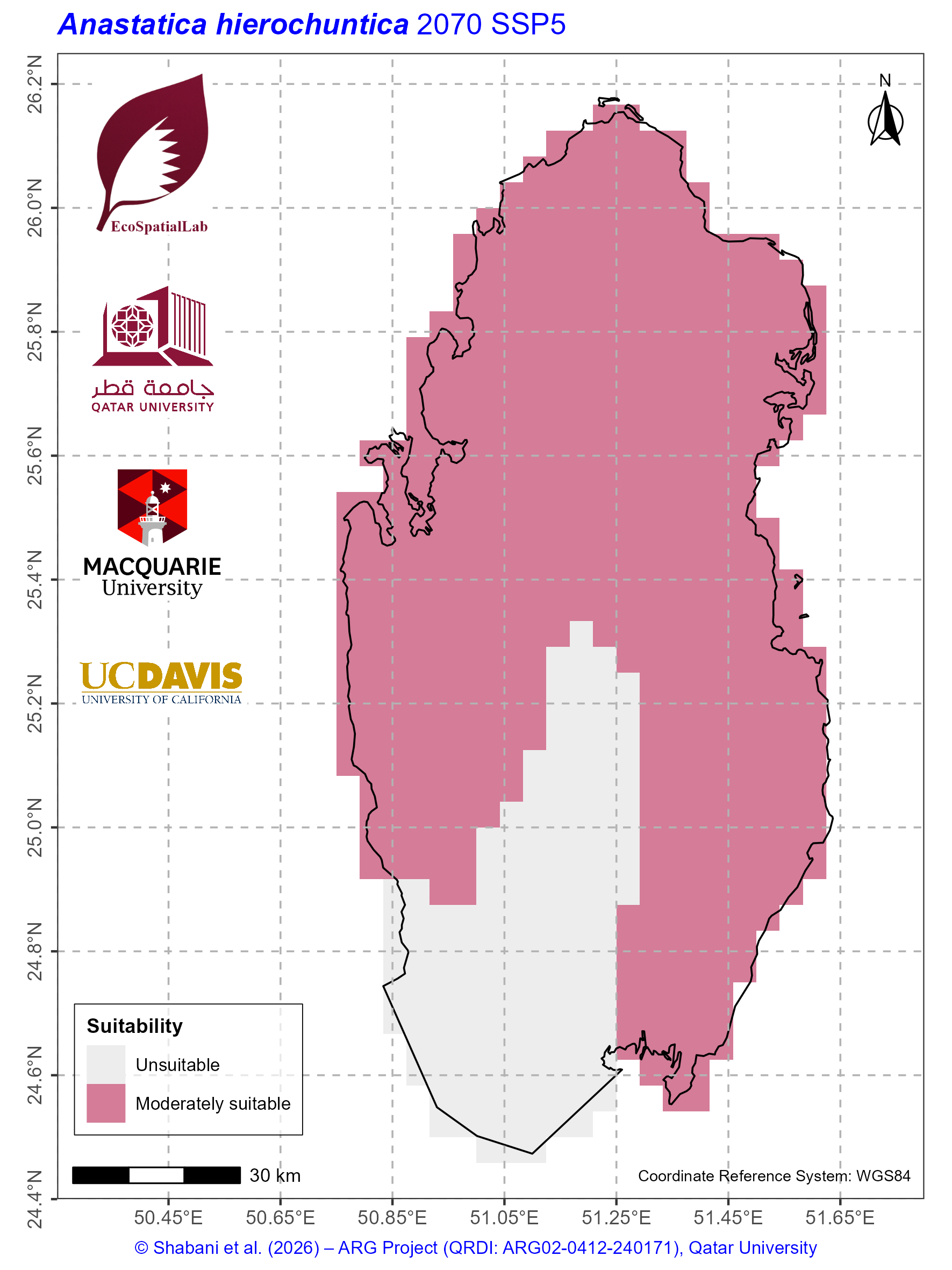Qatar Climate Suitability SSP5 — 2070
