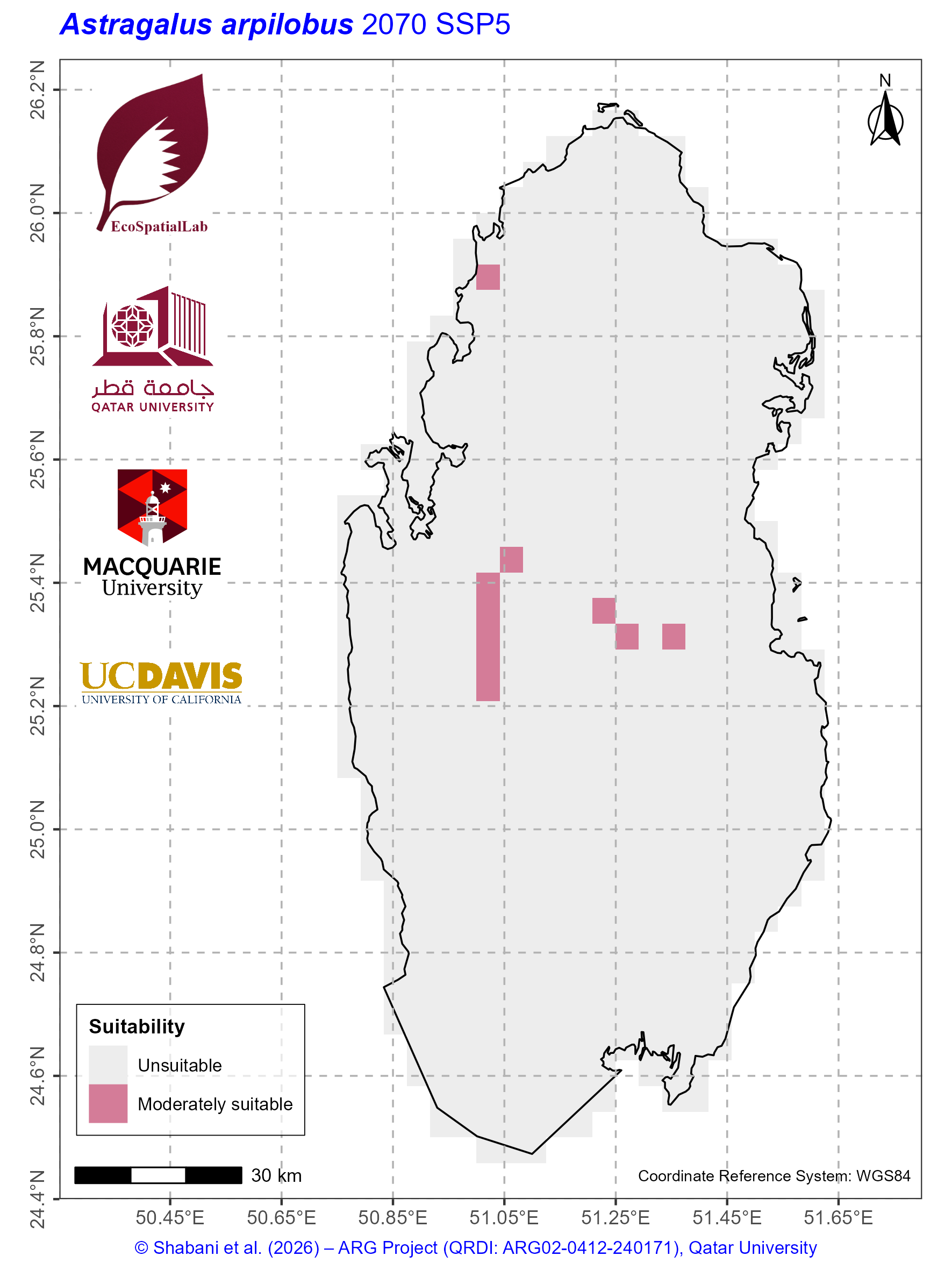 Qatar Climate Suitability SSP5 — 2070