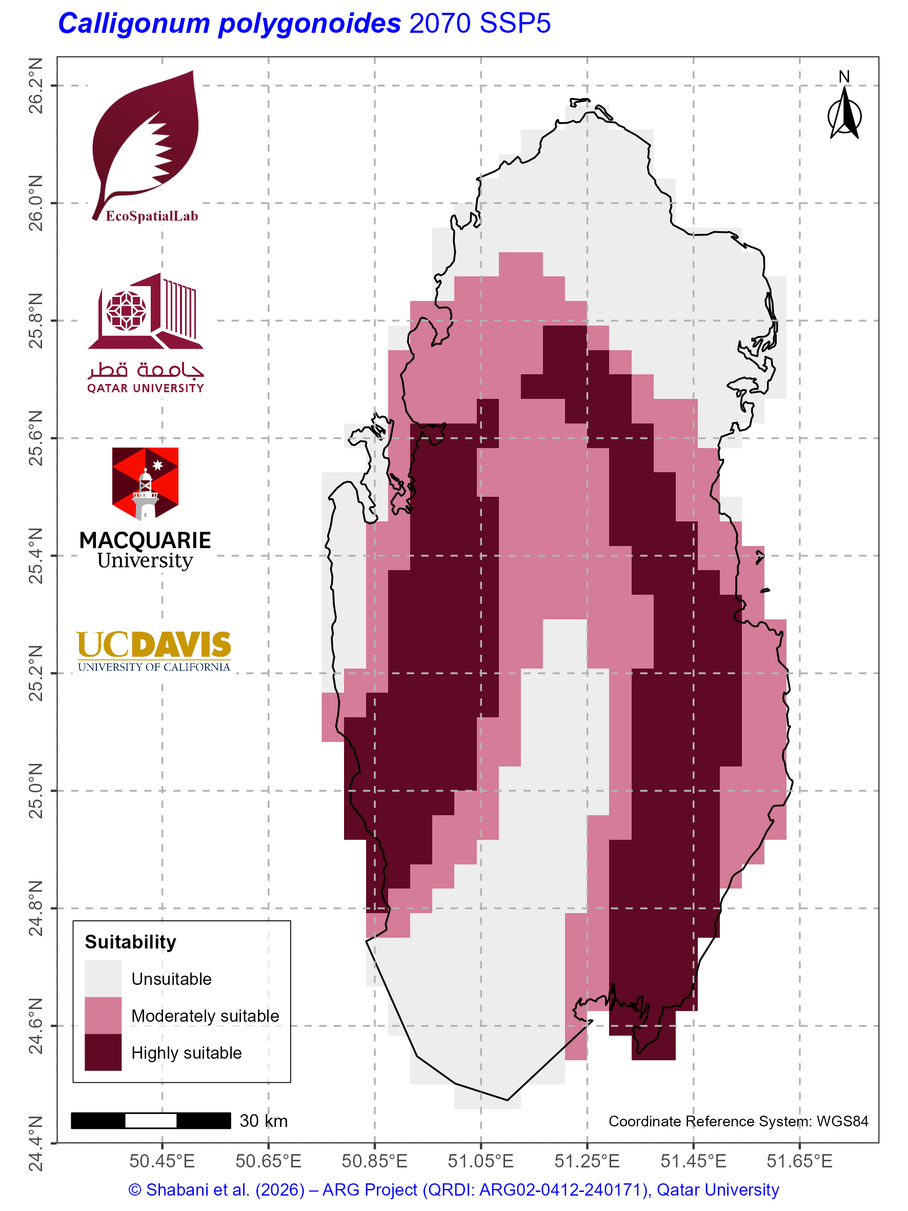 Qatar Climate Suitability SSP5 — 2070