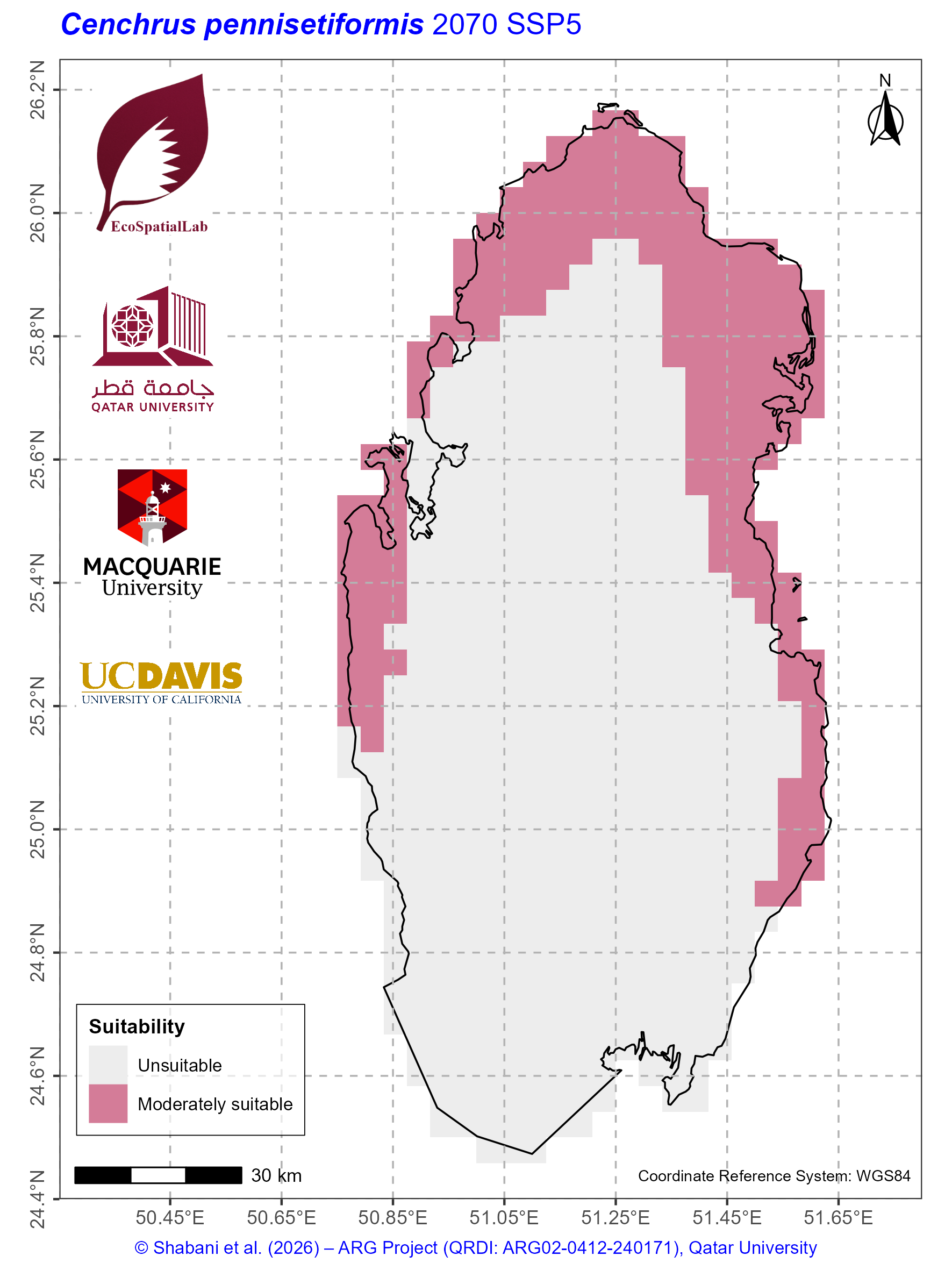Qatar Climate Suitability SSP5 — 2070