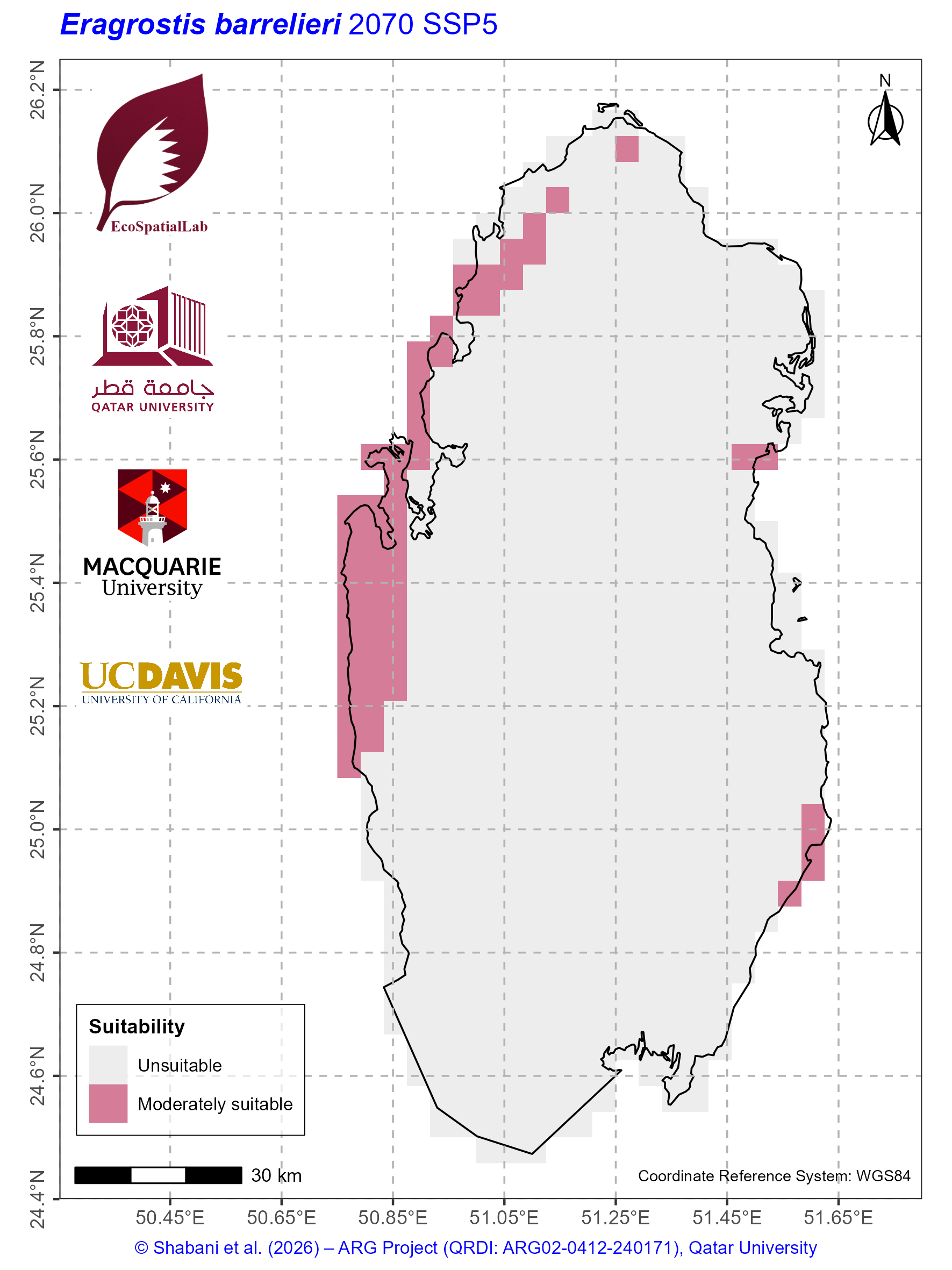 Qatar Climate Suitability SSP5 — 2070