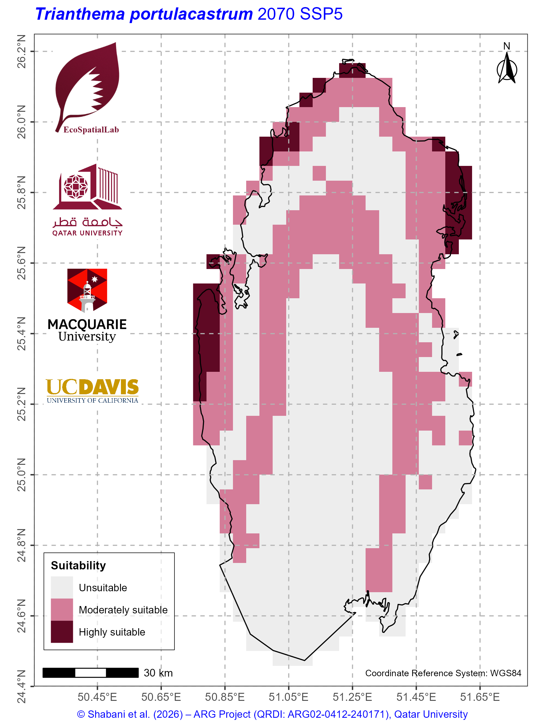 Qatar Climate Suitability SSP5 — 2070